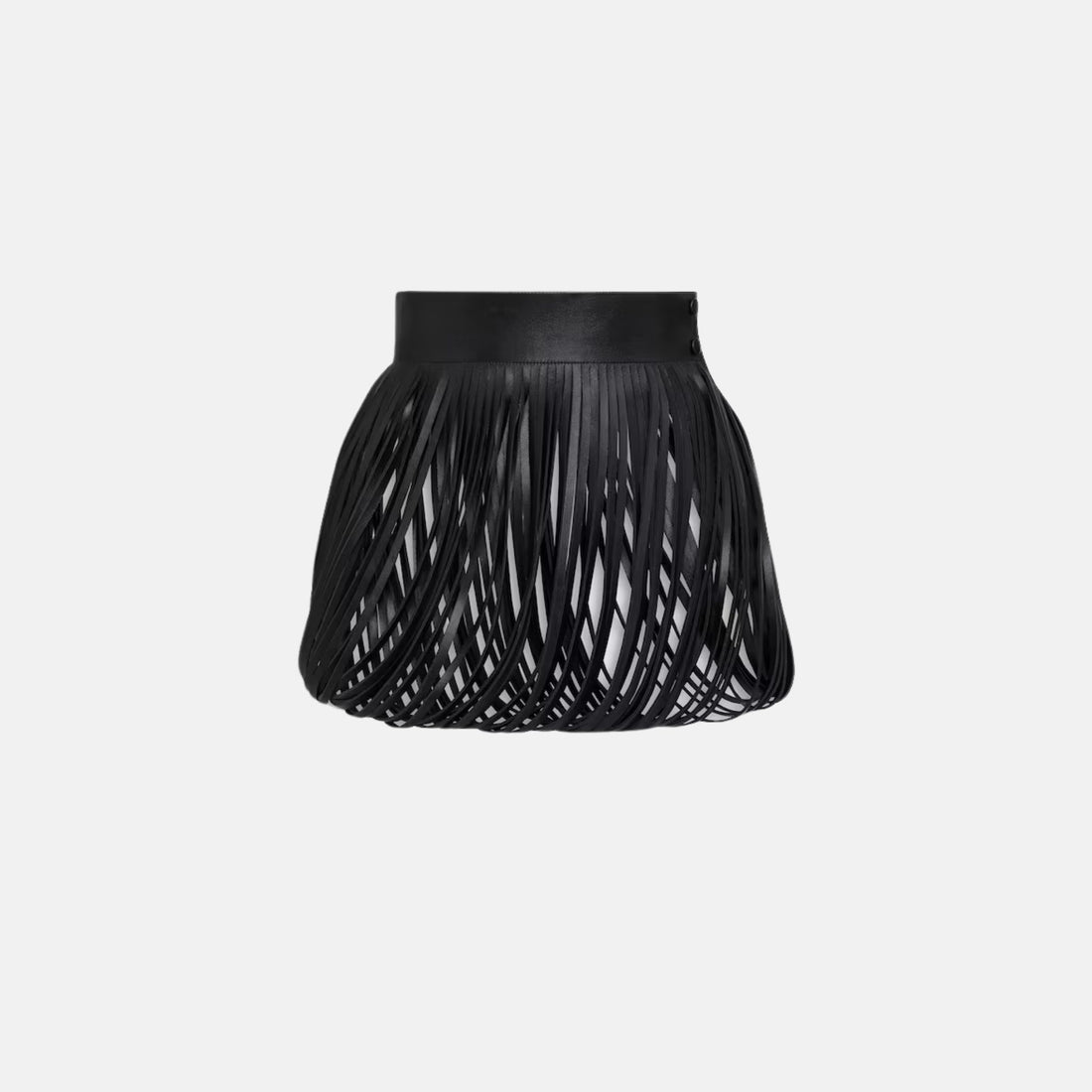 Alaia Fringed Leather Belt In Glossy Leather, Black