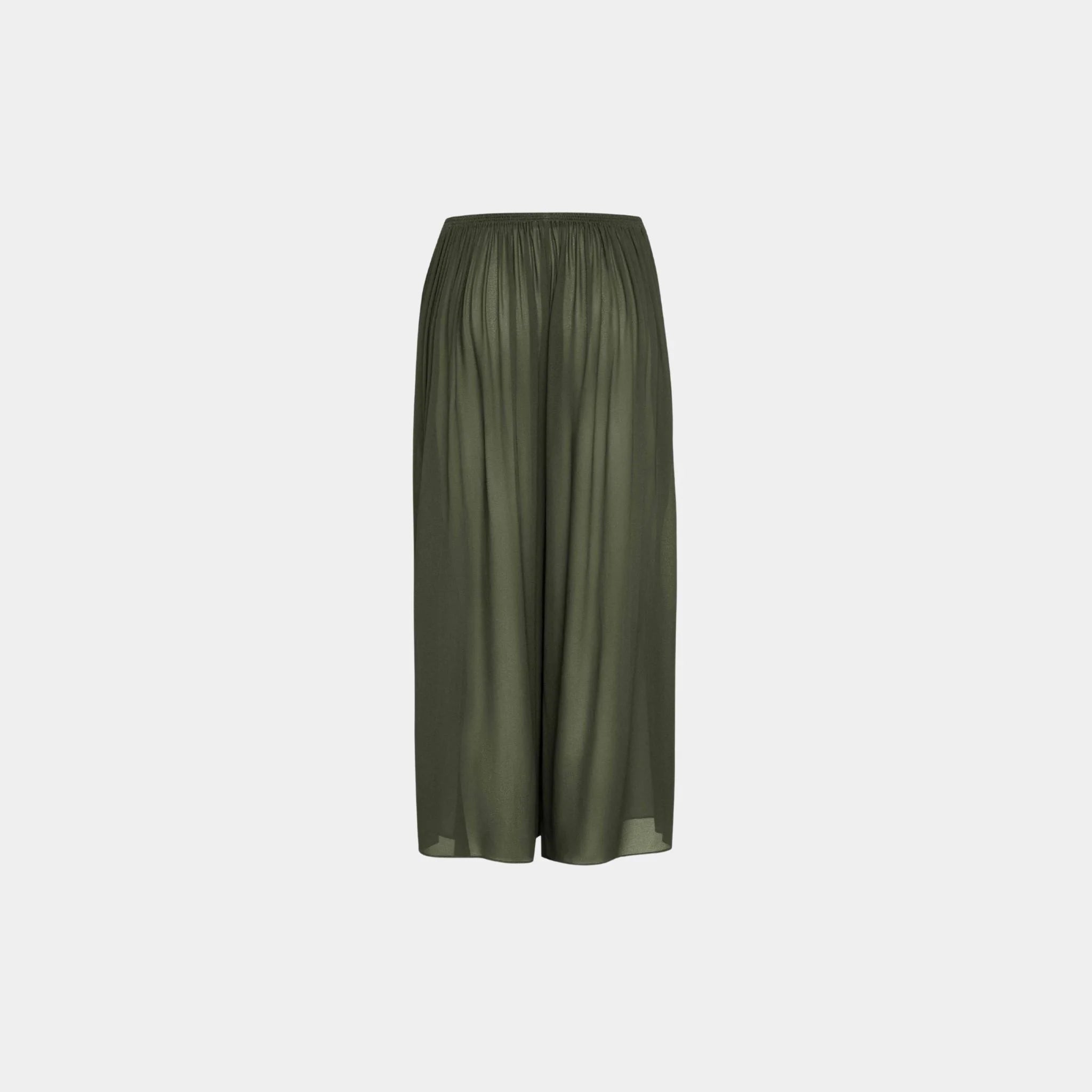 Alaia Georgette Ruffle Pants, Dark Green, Back