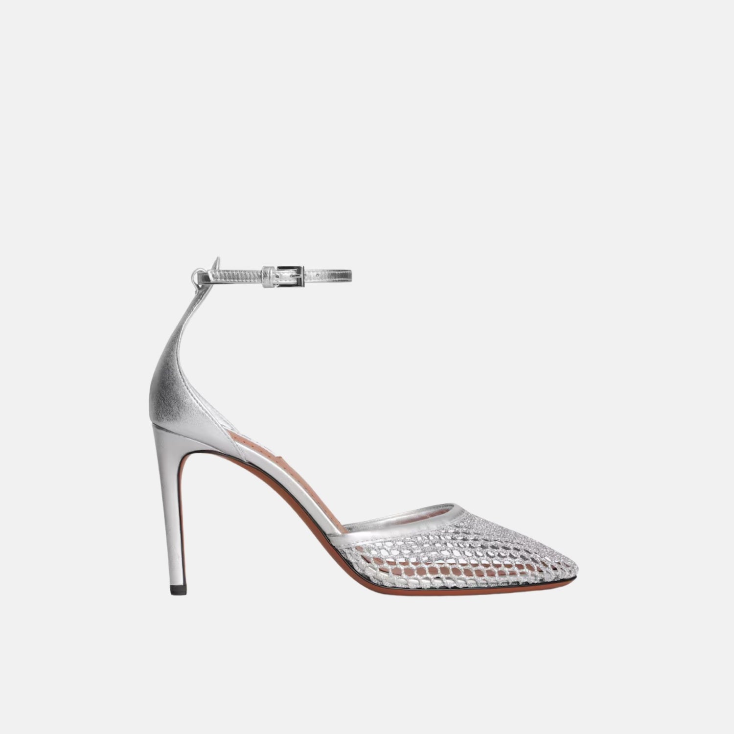 Alaia High Fishnet Pumps, Silver