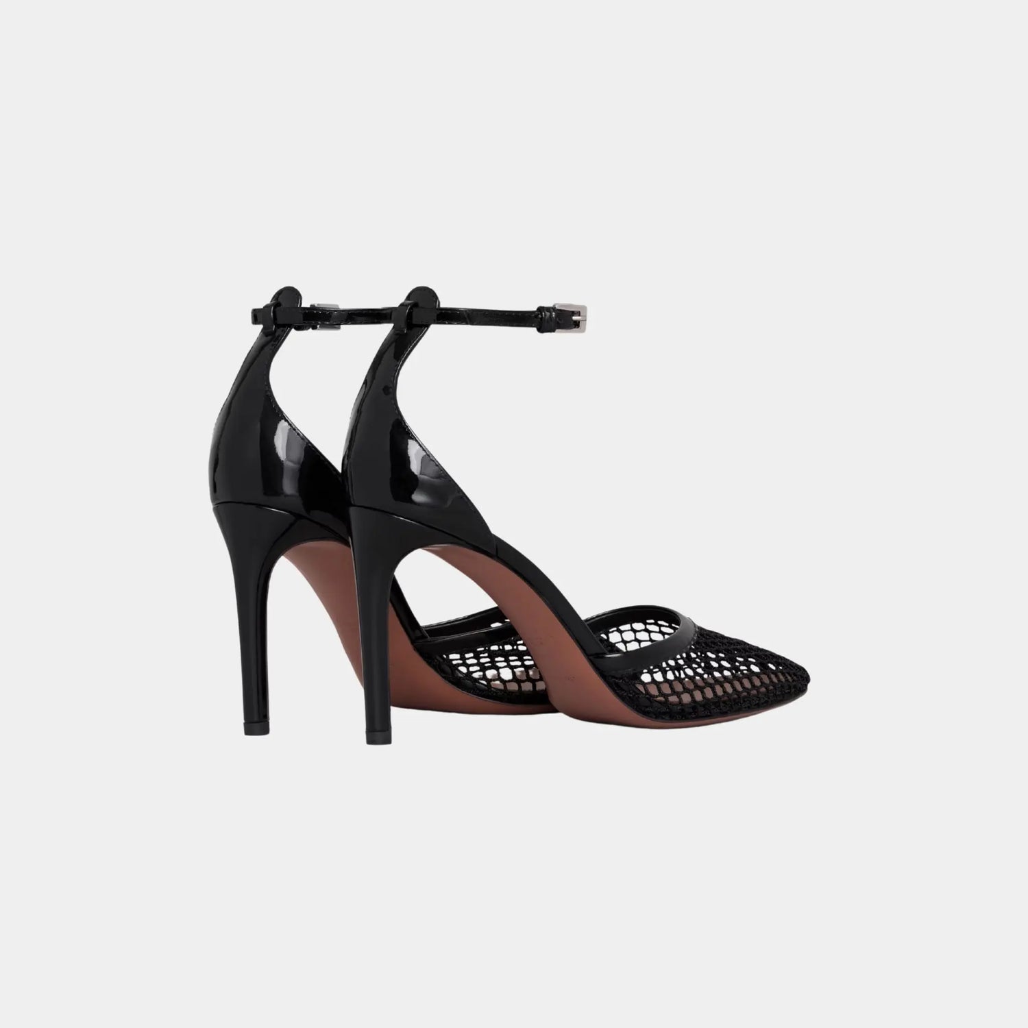 Alaia High Heel Fishnet Pumps, Black, Back