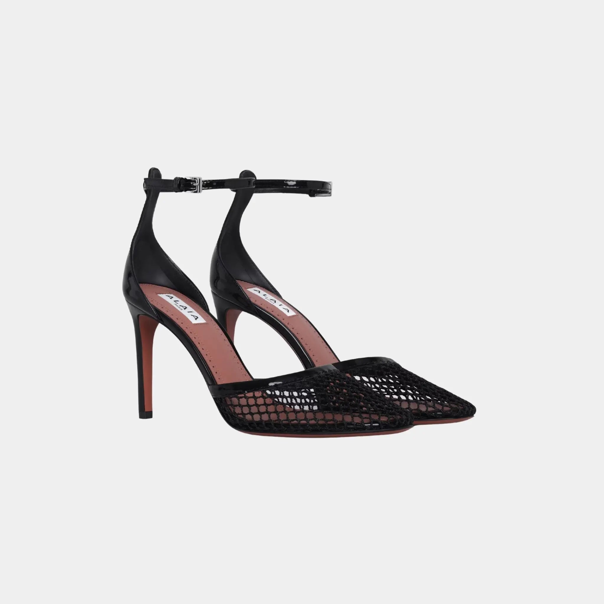 Alaia High Heel Fishnet Pumps, Black, Front