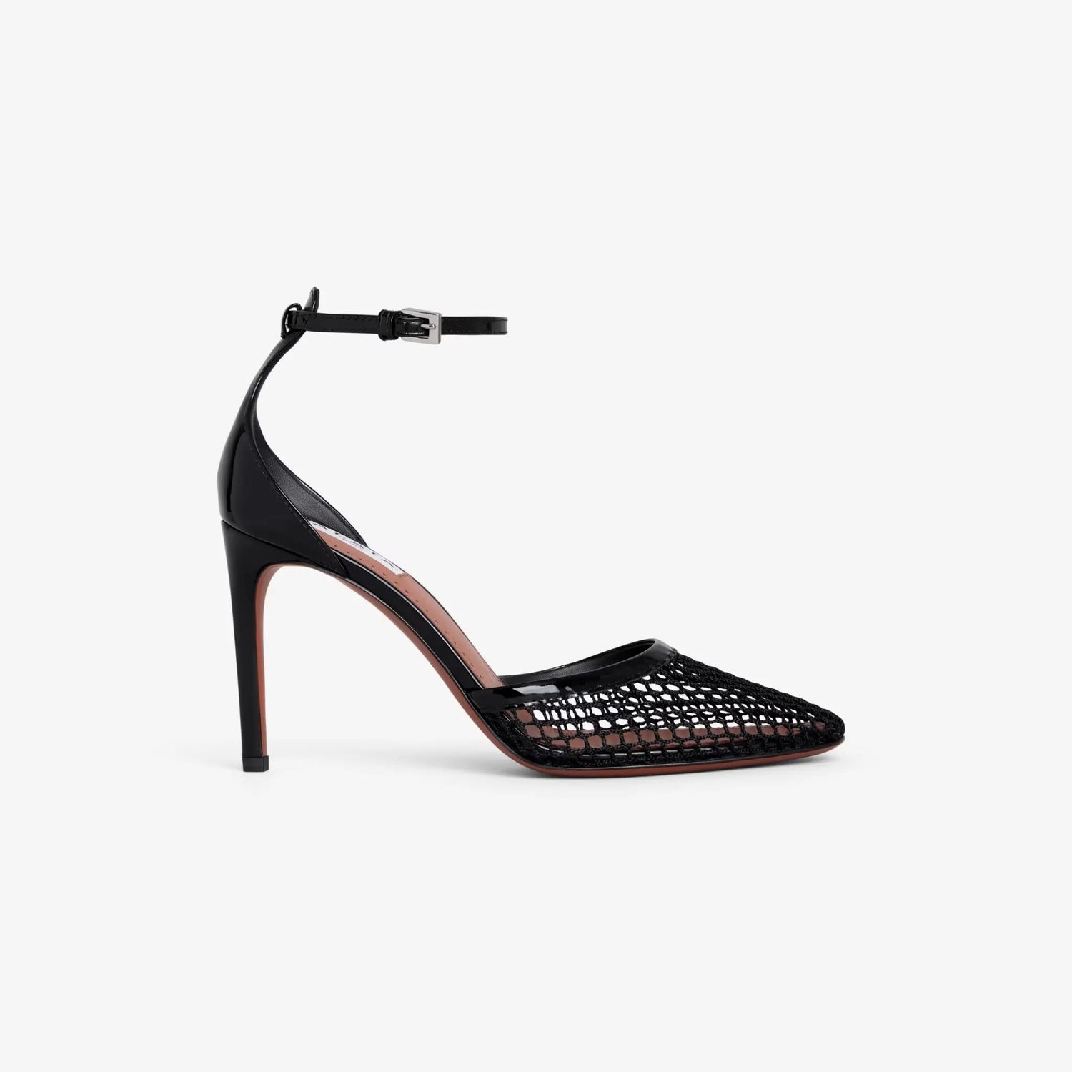 Alaia High Heel Fishnet Pumps, Black, Side