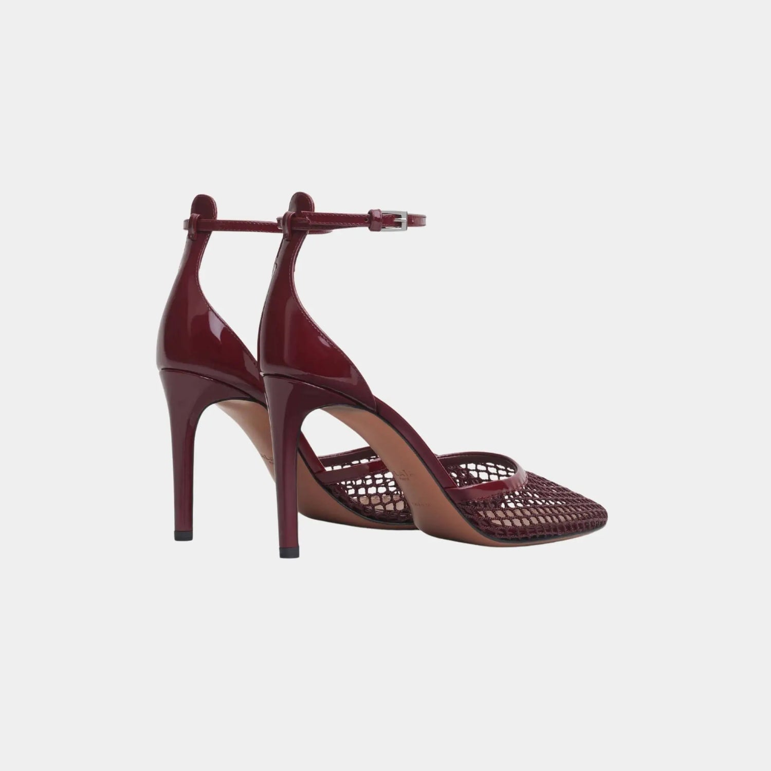 Alaia High Heel Fishnet Pumps, Garnet Red, Back