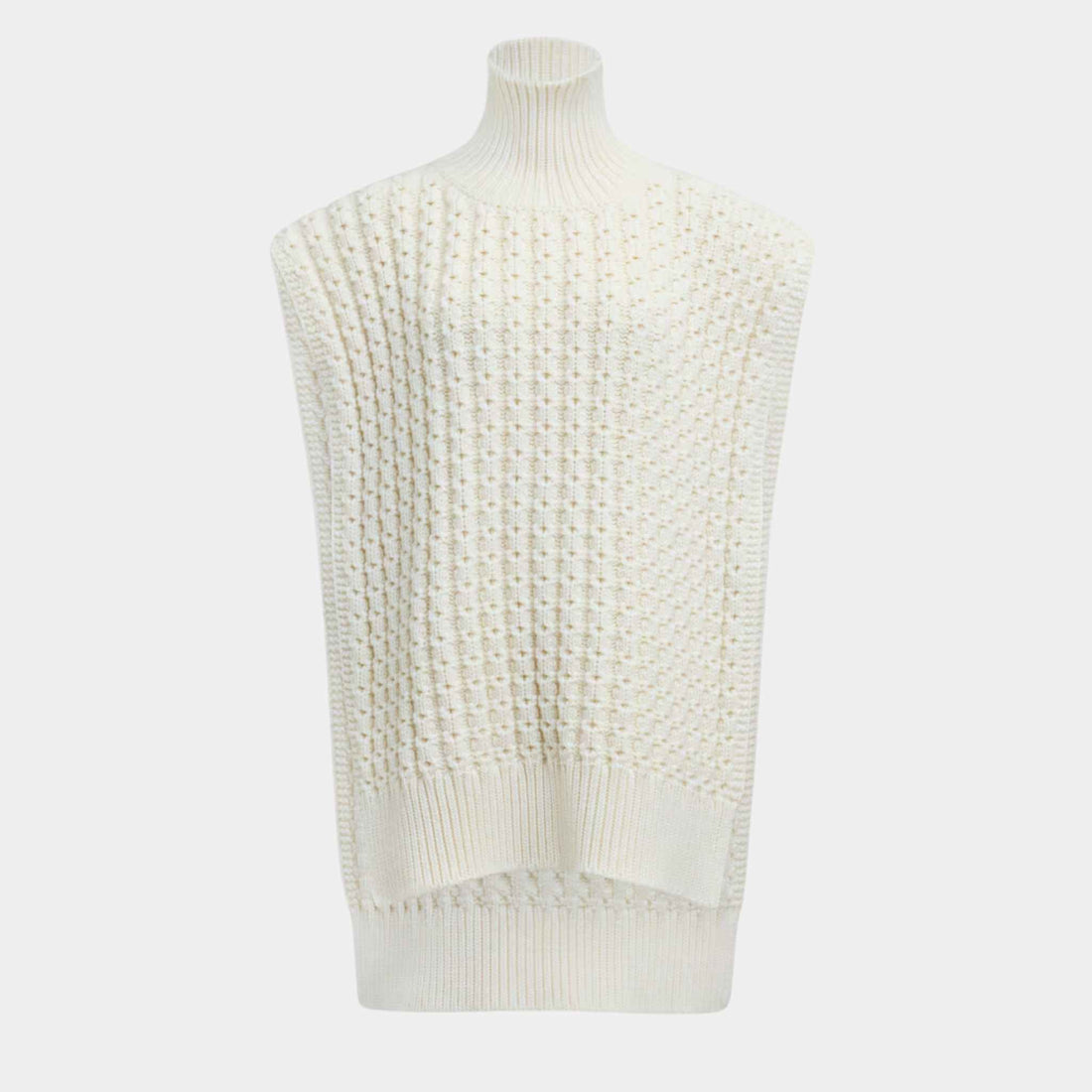 Alaia Honeycomb Wool Sweater Vest, White, Front View