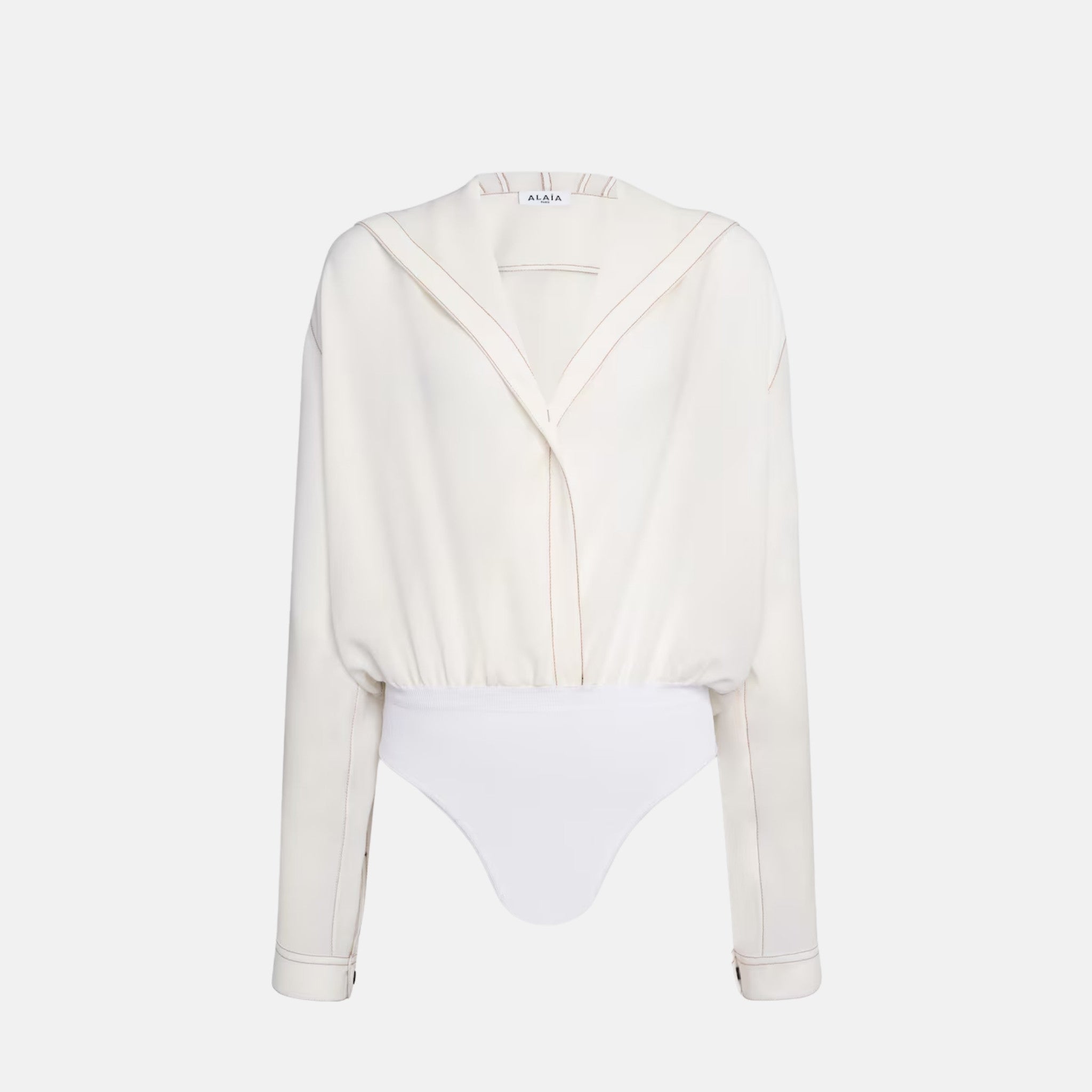 Alaia Hooded Body Shirt, White, Front