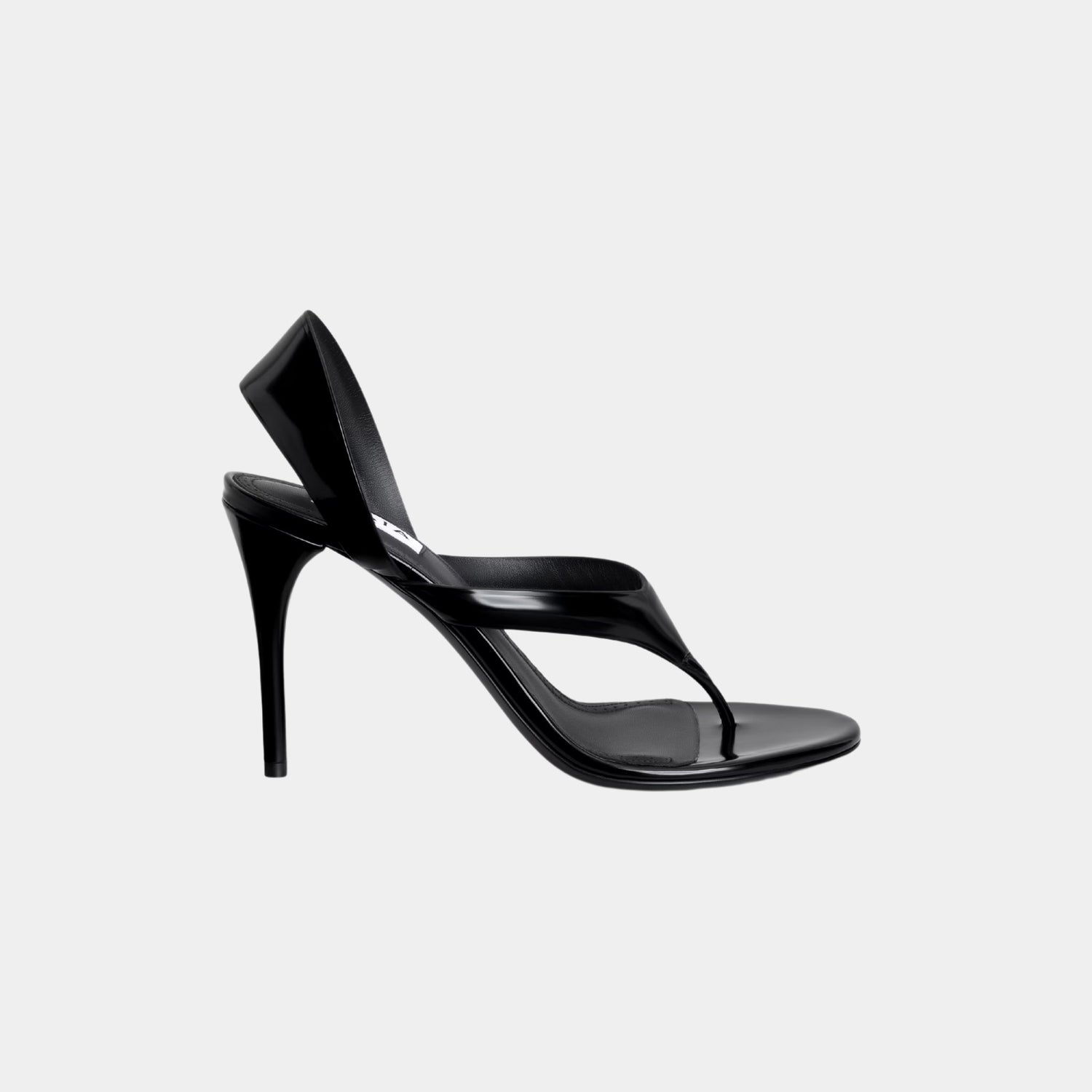 Alaia Infradito Calfskin Leather Sandals, Black, Side