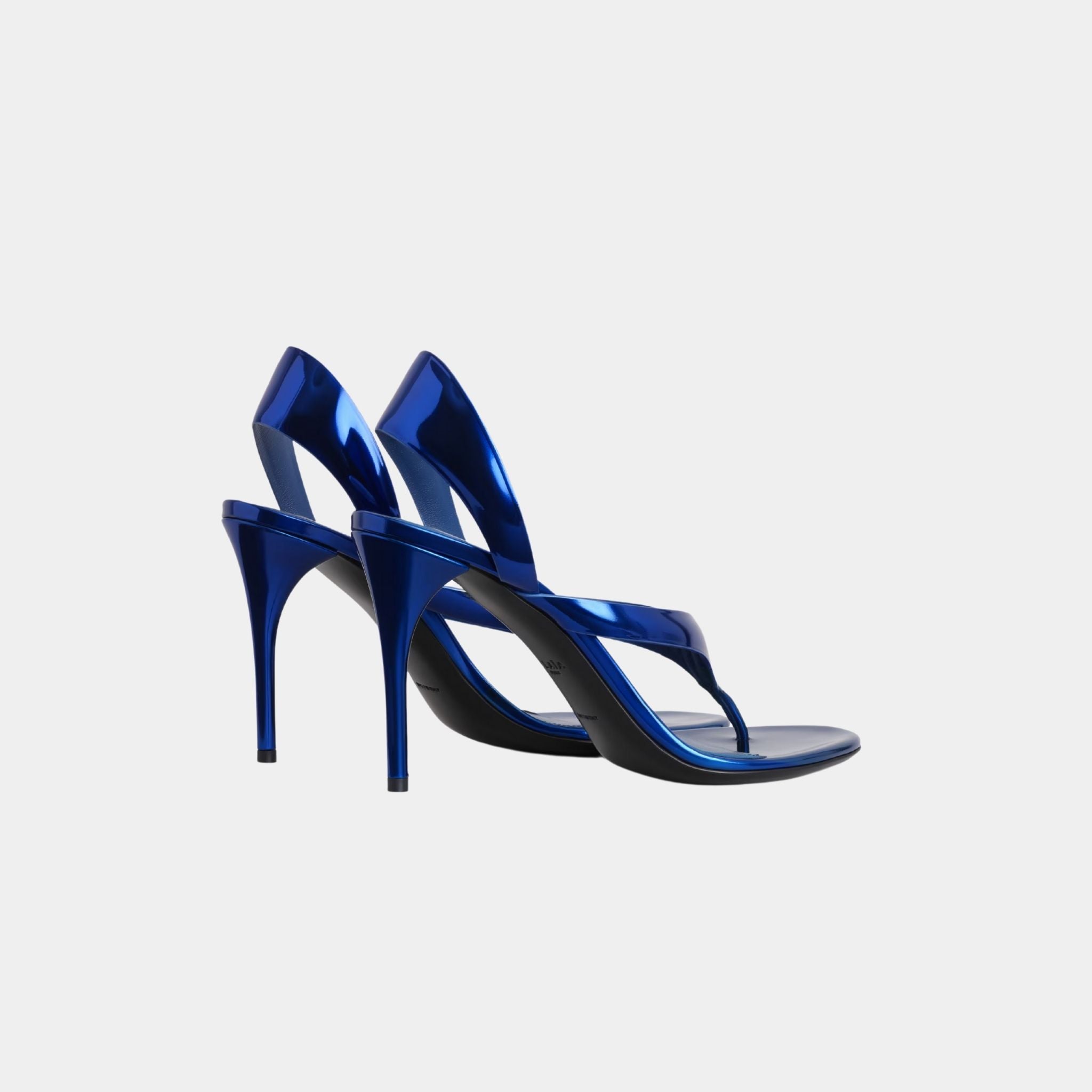 Alaia Infradito Laminated Leather Sandals, Blue, Back