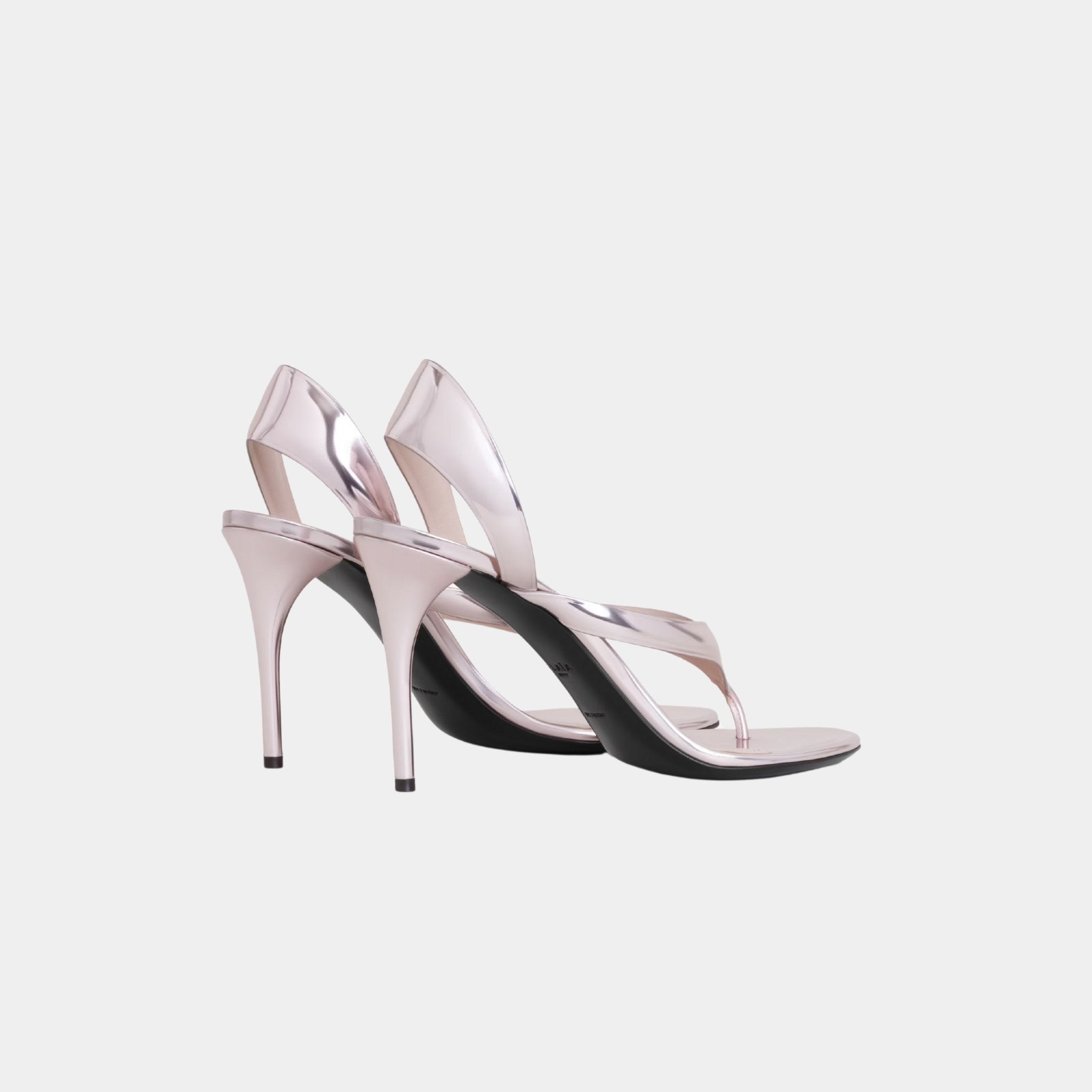 Alaia Infradito Laminated Leather Sandals, Blush, Silver, Back