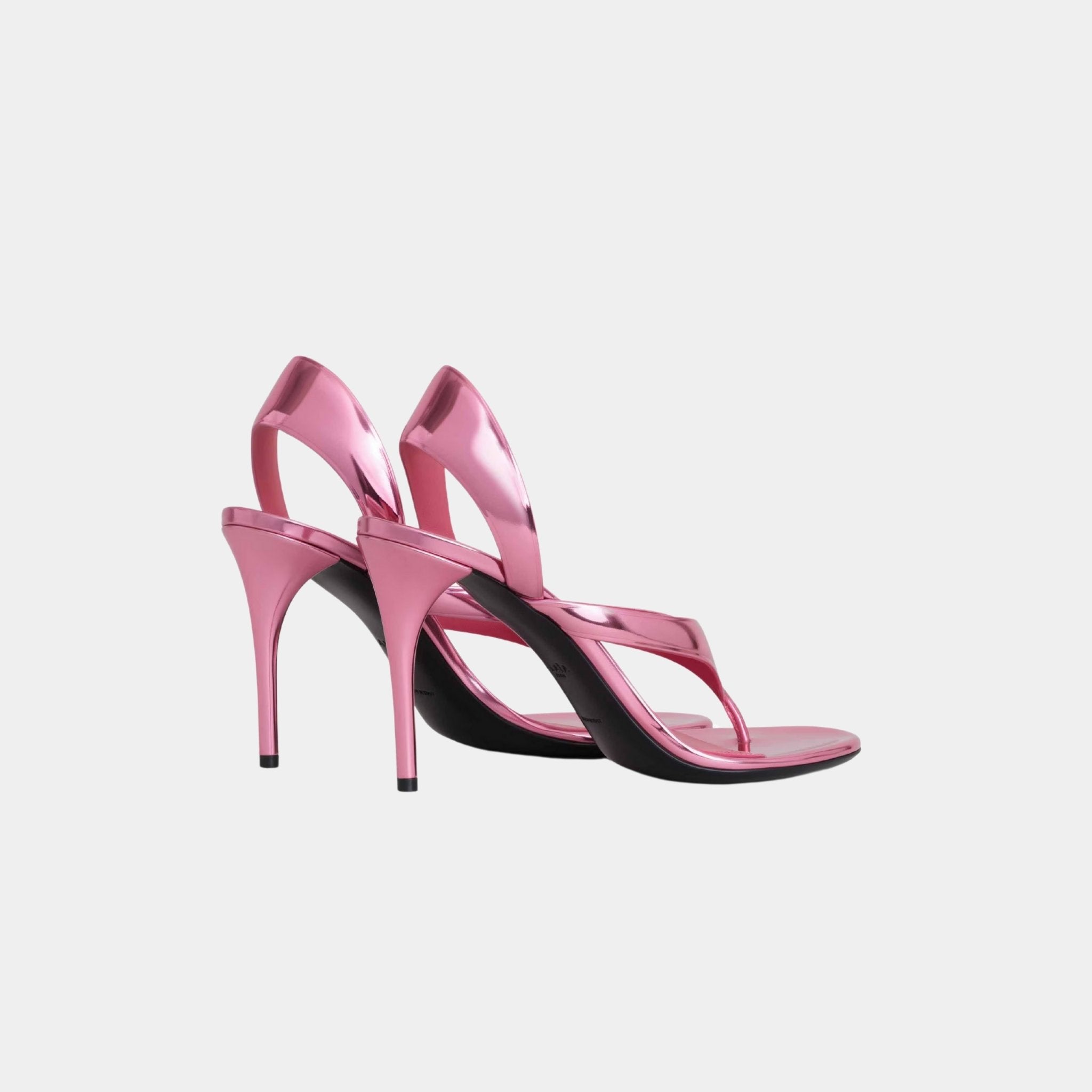 Alaia Infradito Laminated Leather Sandals, Candy, Back