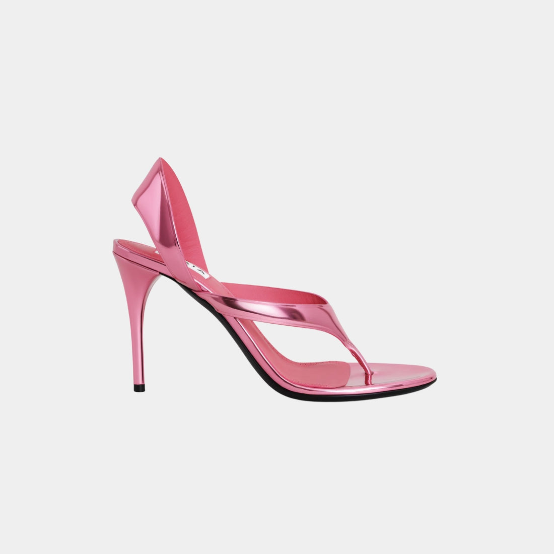 Alaia Infradito Laminated Leather Sandals, Candy, Side