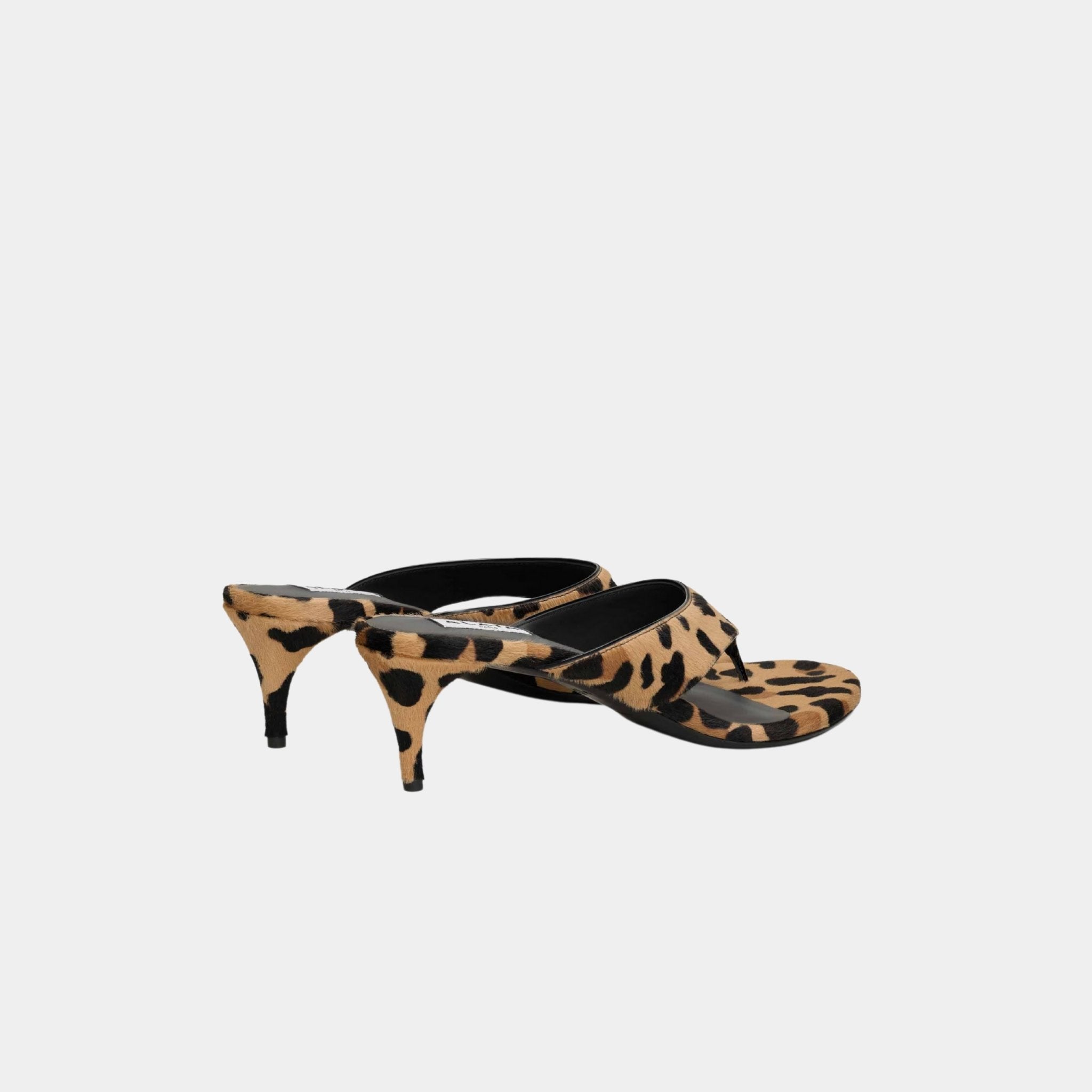 Alaia Infradito Thong Mules In Leopard Haircalf, Brown, Back