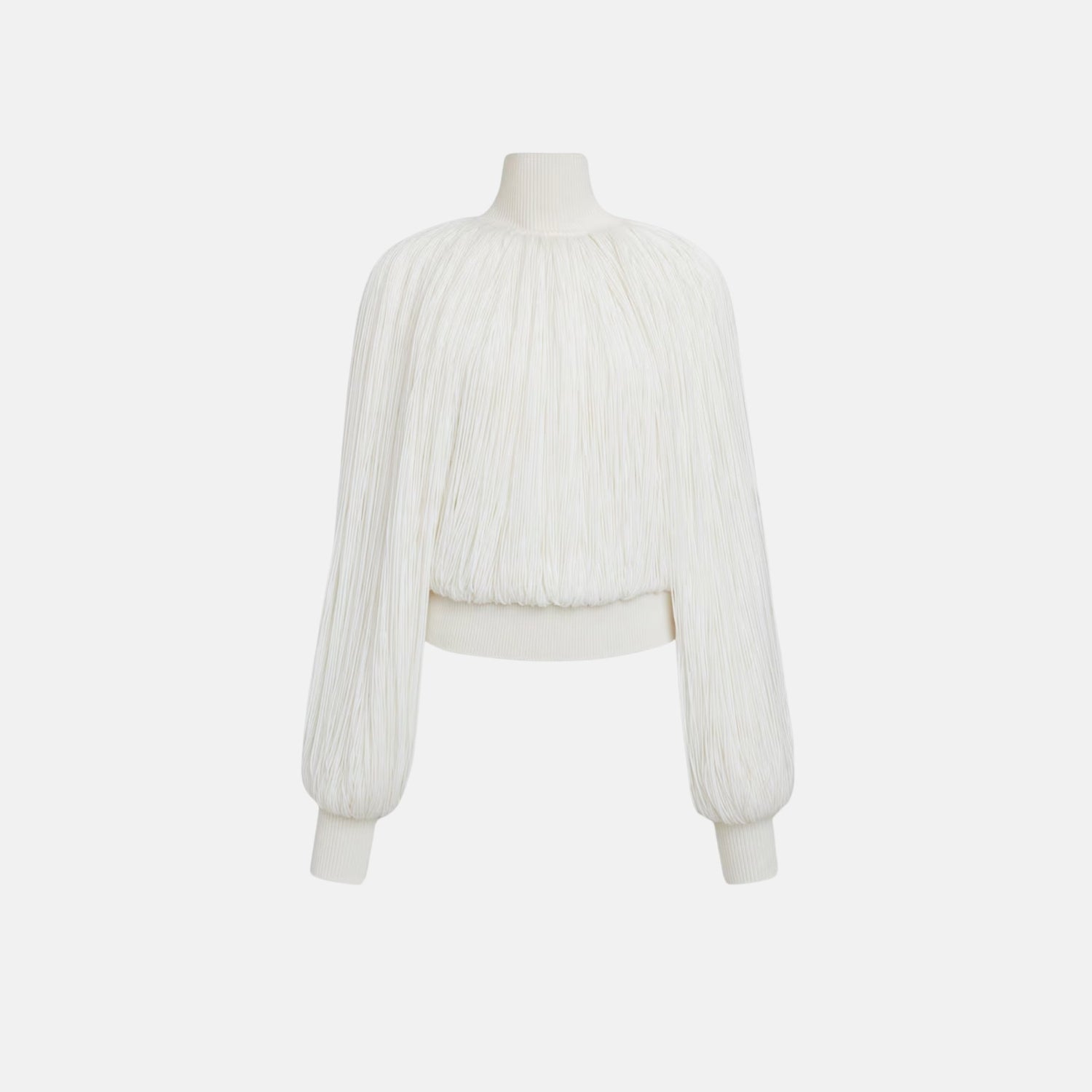 Alaia Knitted Fringes Jumper, White, Front