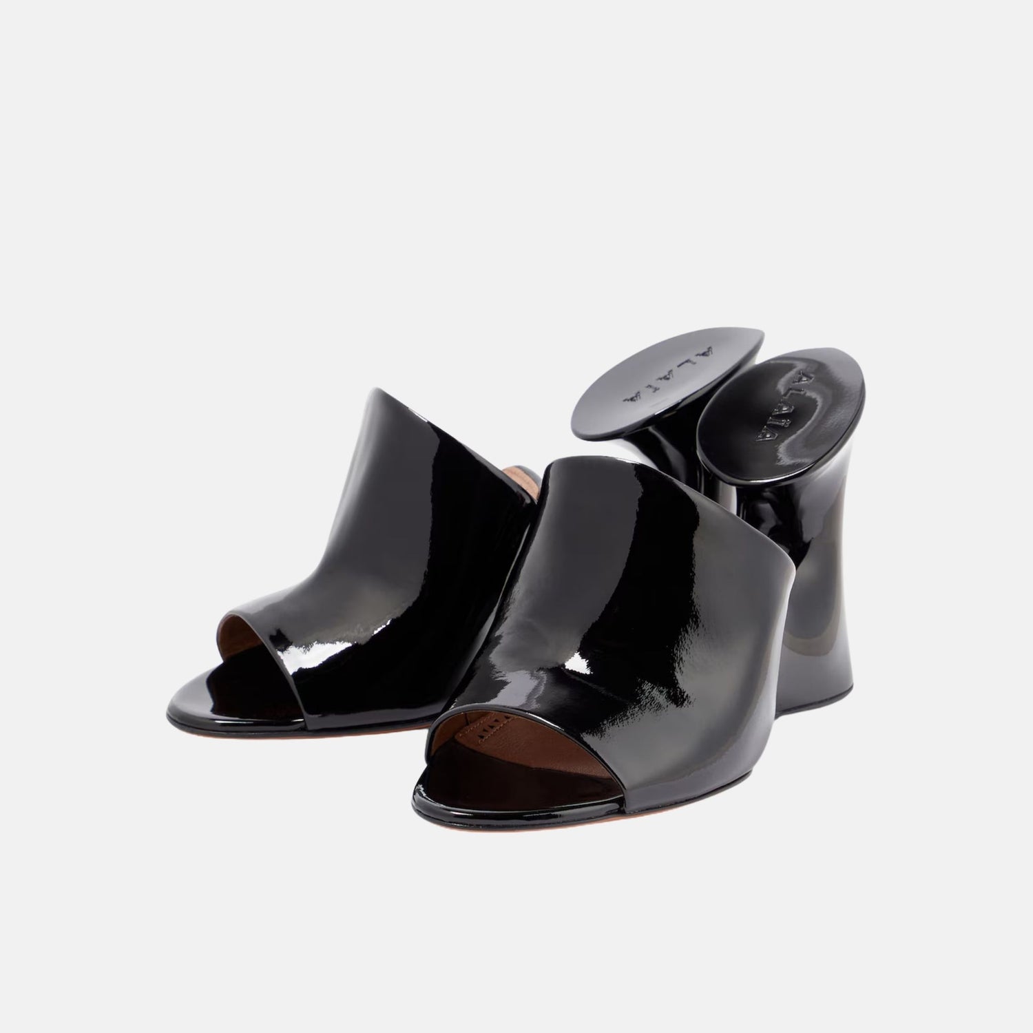 Alaia La Sculpture Mules In Calfskin And Wood, Noir