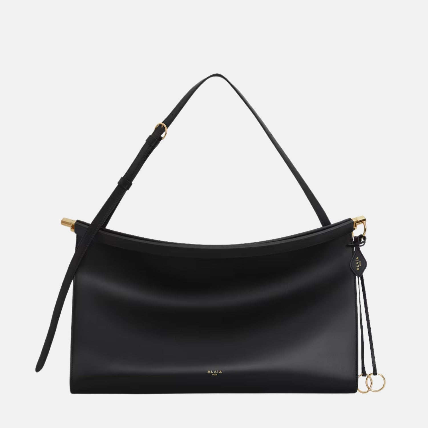Alaia Le Click East West Large Bag In Leather, Black, Front