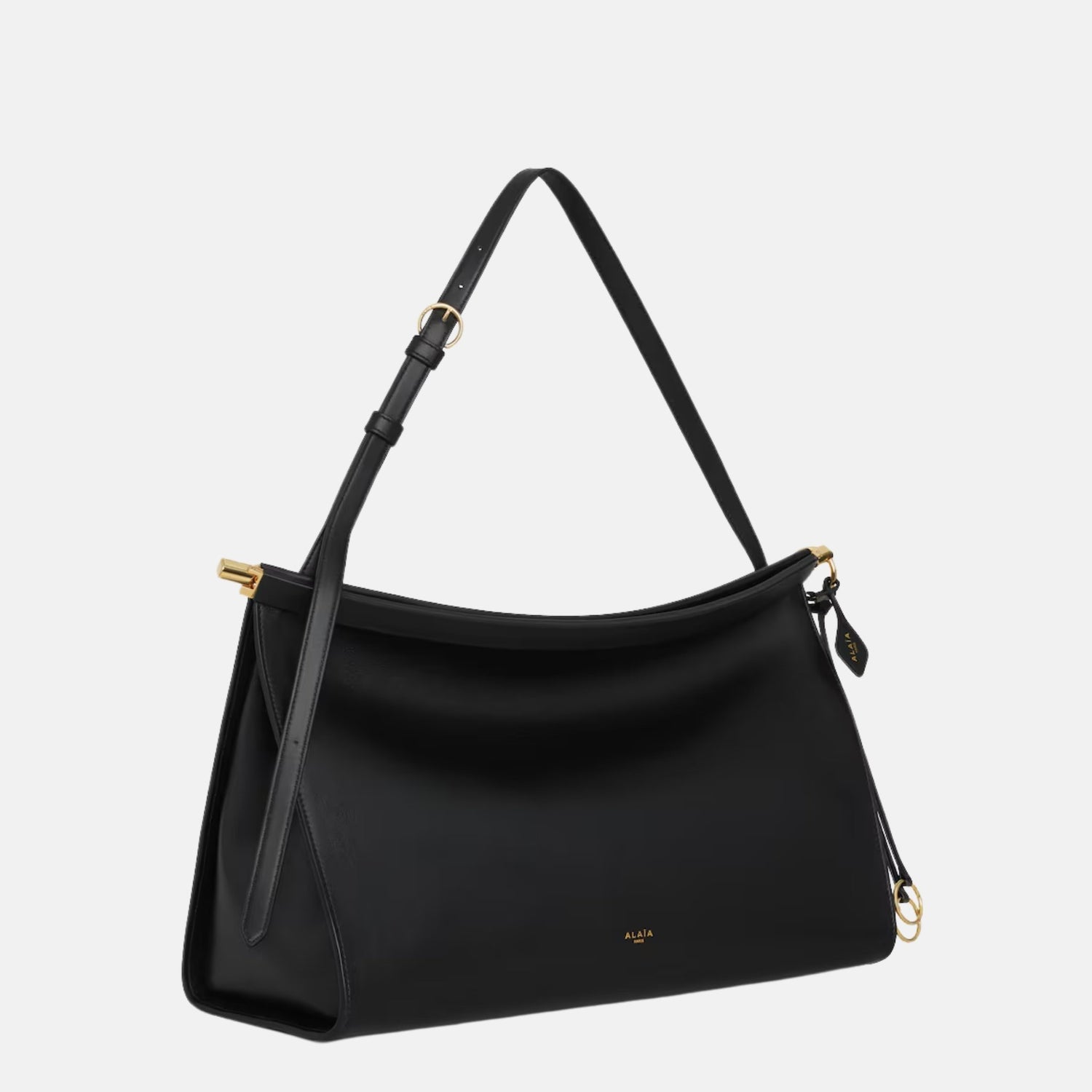 Alaia Le Click East West Large Bag In Leather, Black, Side