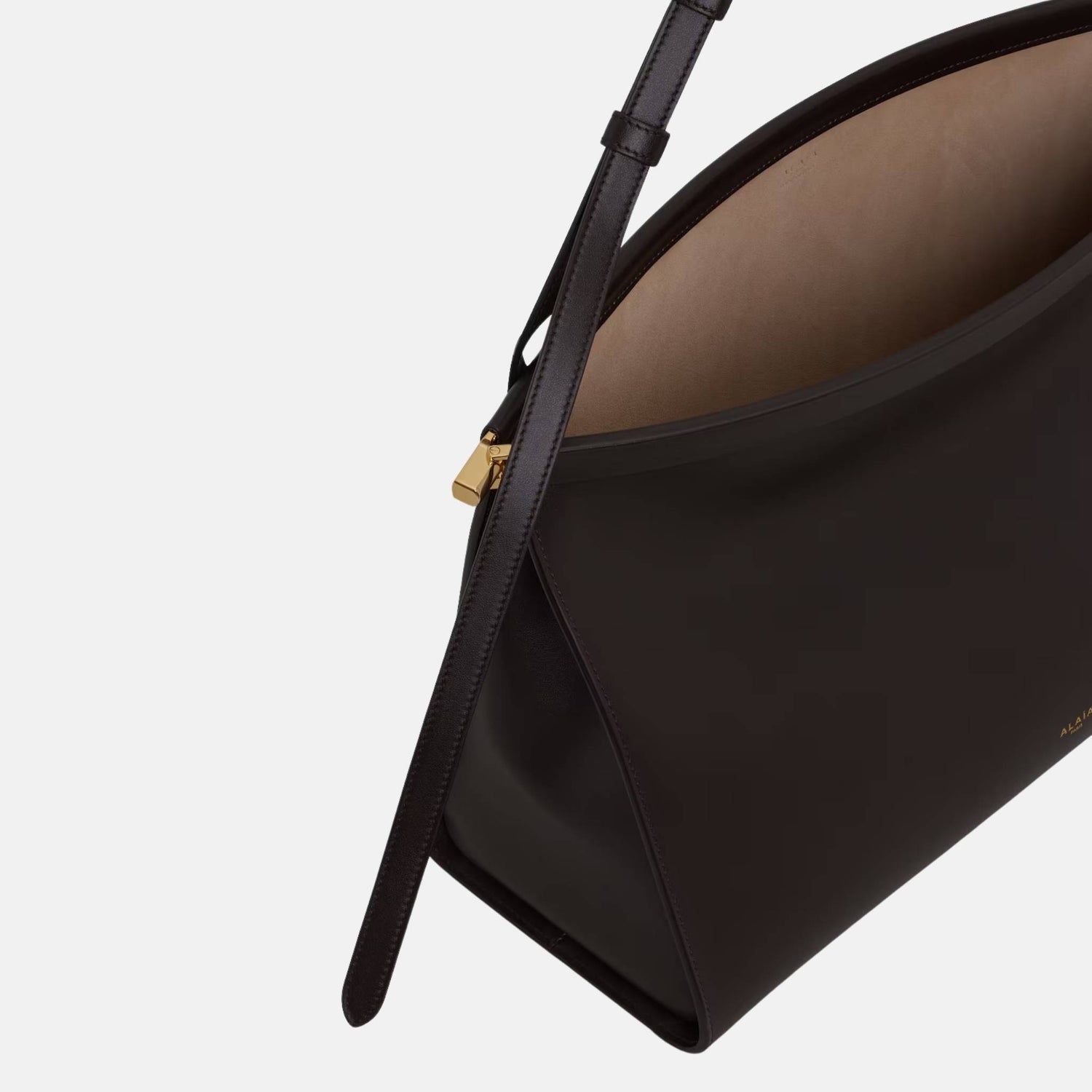 Alaia Le Click East West Large Bag In Leather, Brown, Inside