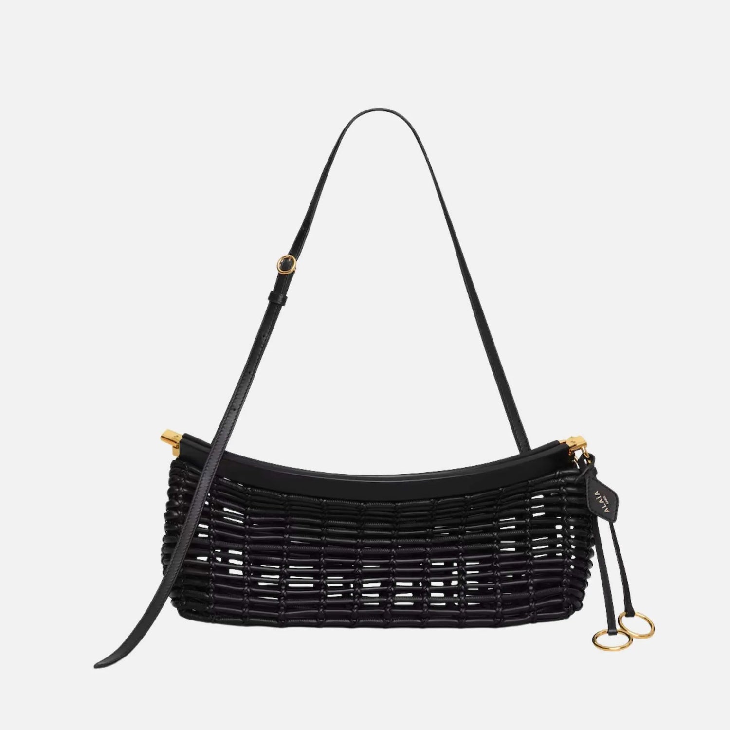 Alaia Le Click East West Medium Bag in Braided Leather, Front