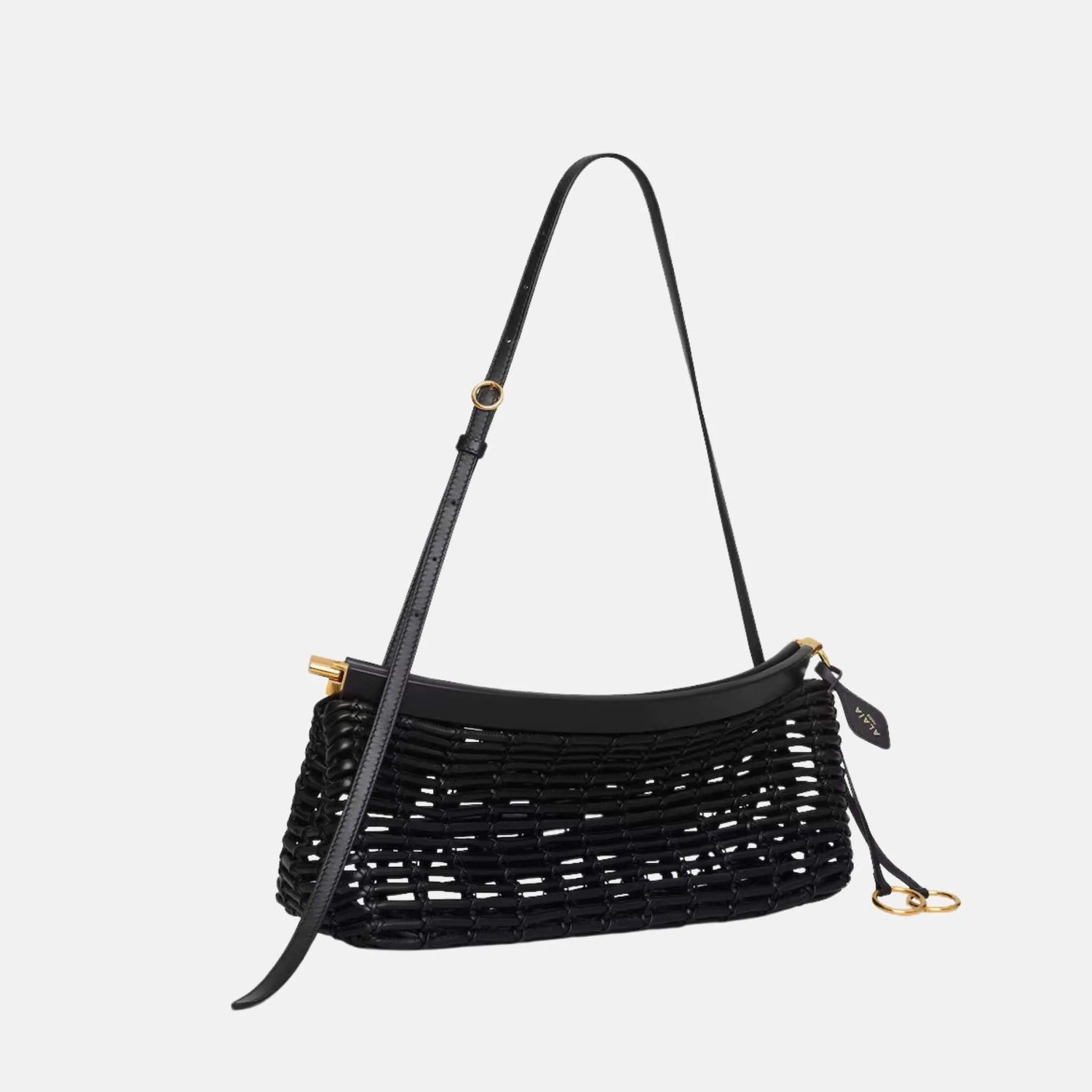 Alaia Le Click East West Medium Bag in Braided Leather, Side