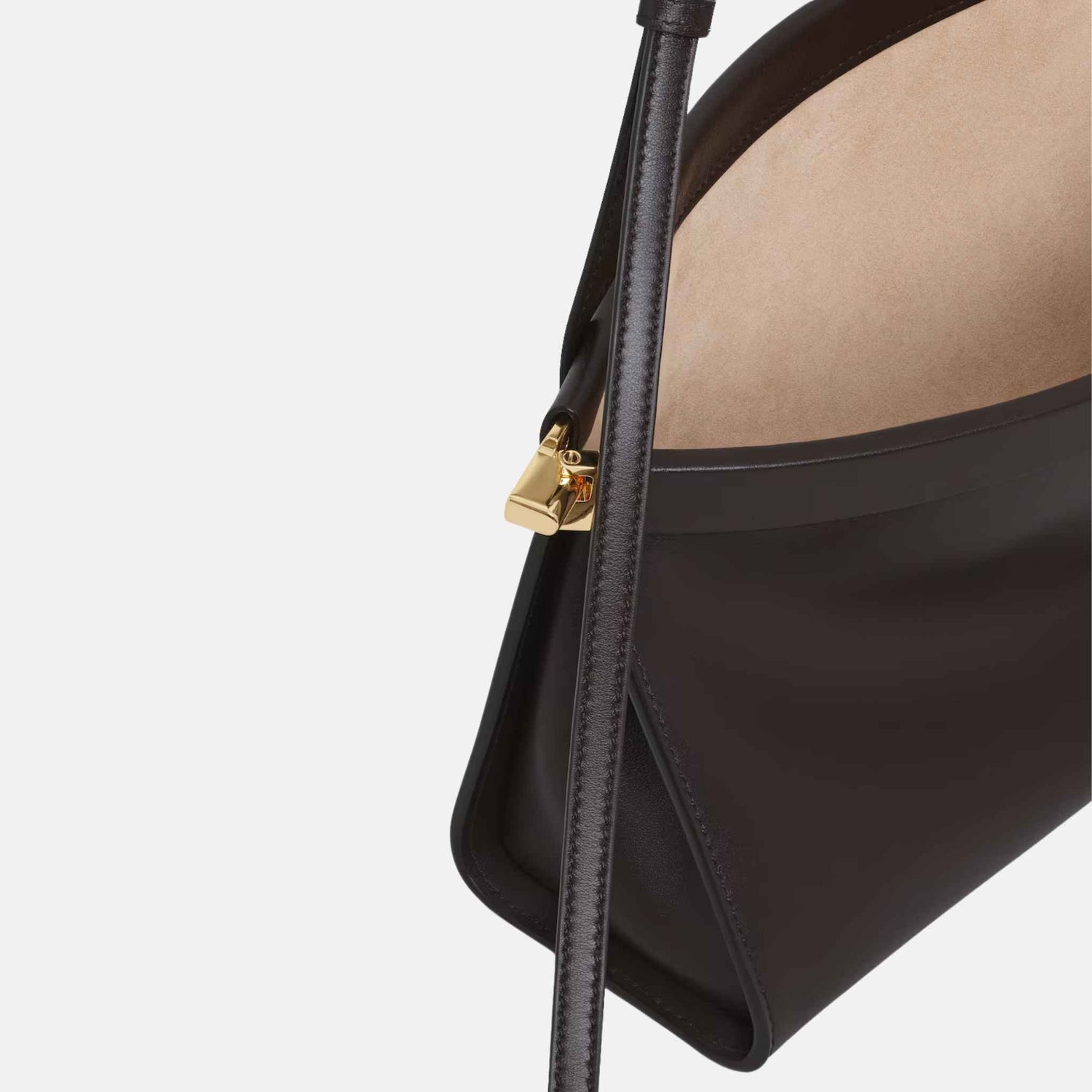 Alaia Le Click East West Medium Leather Bag, Dark Brown, Inside