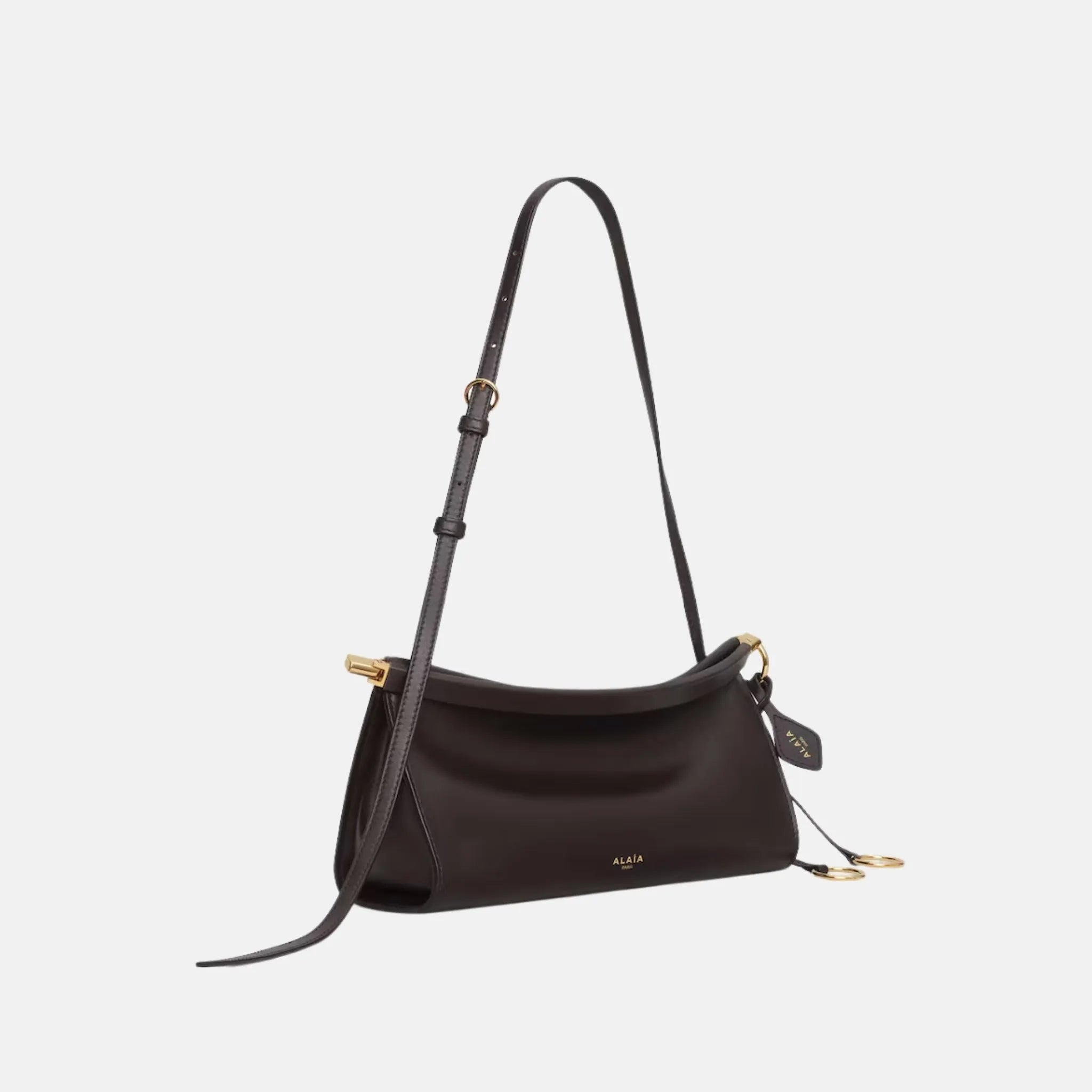 Alaia Le Click East West Small Leather Bag, Brown, Side
