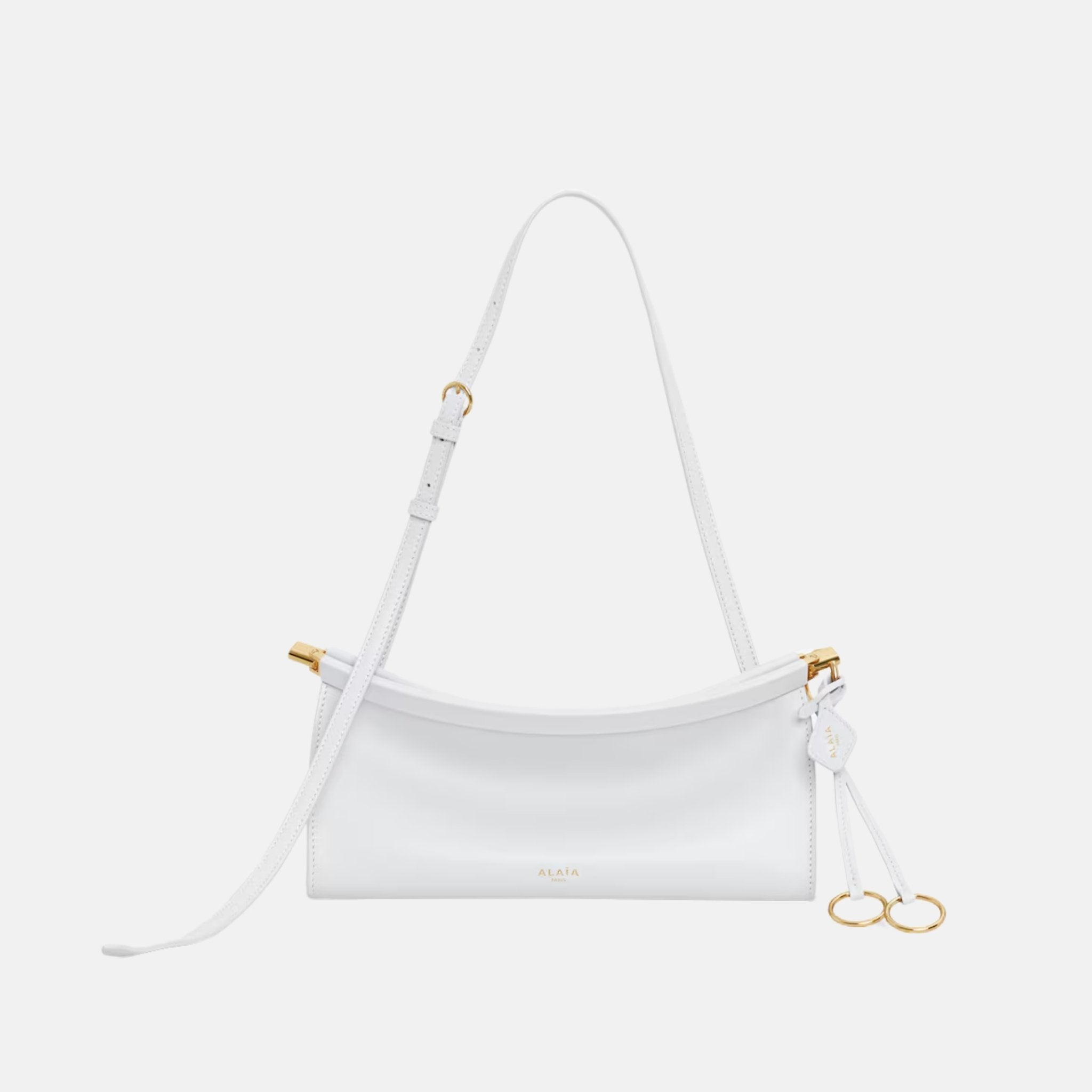 Alaia Le Click East West Small Leather Bag, White, Front