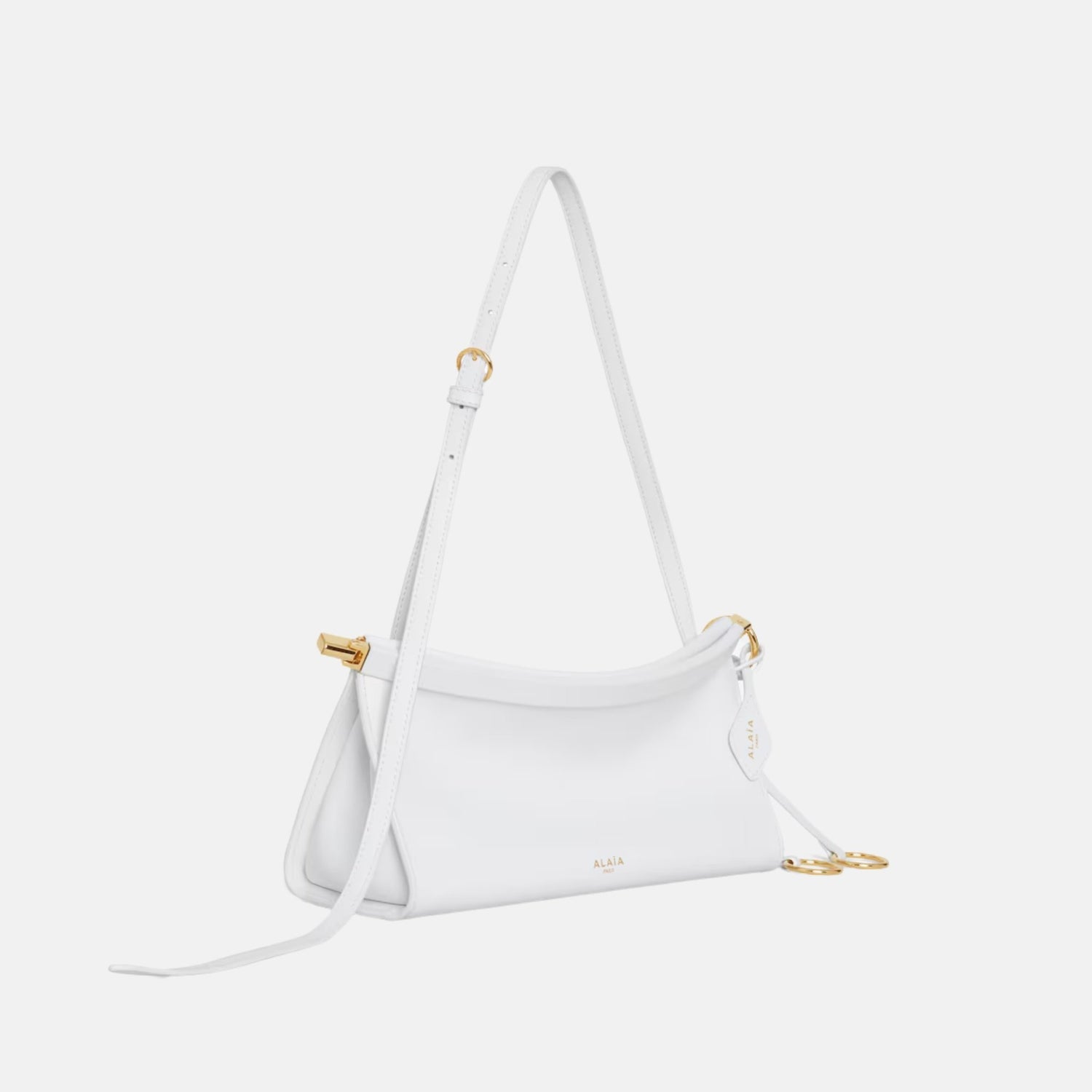 Alaia Le Click East West Small Leather Bag, White, Side