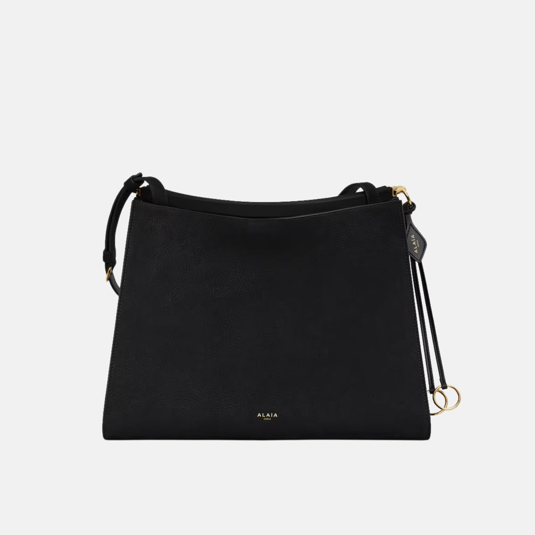 Alaia Le Click Medium Square Bag In Nubuck, Black, Front