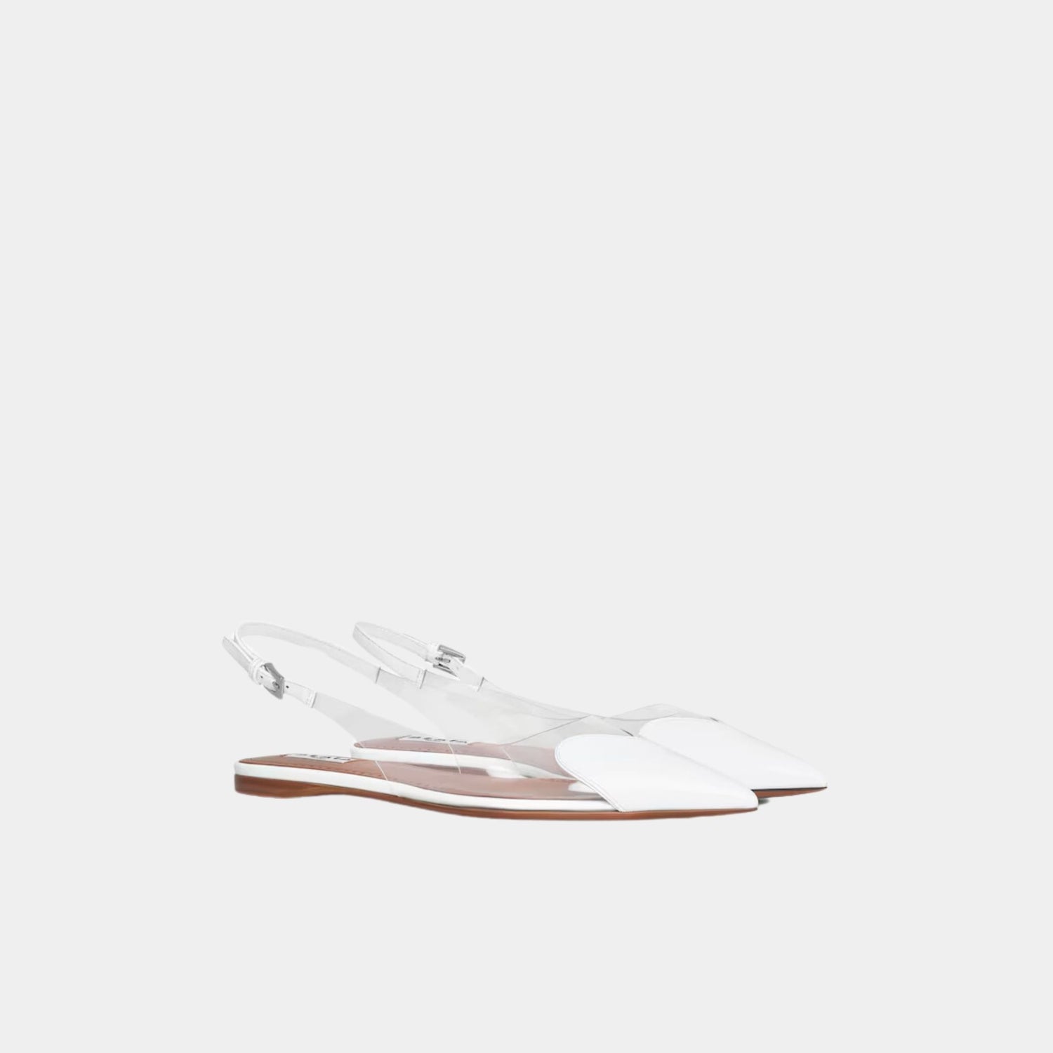 Alaia Le Cœur Flat Slingbacks In Patent Calfskin, White, Front View