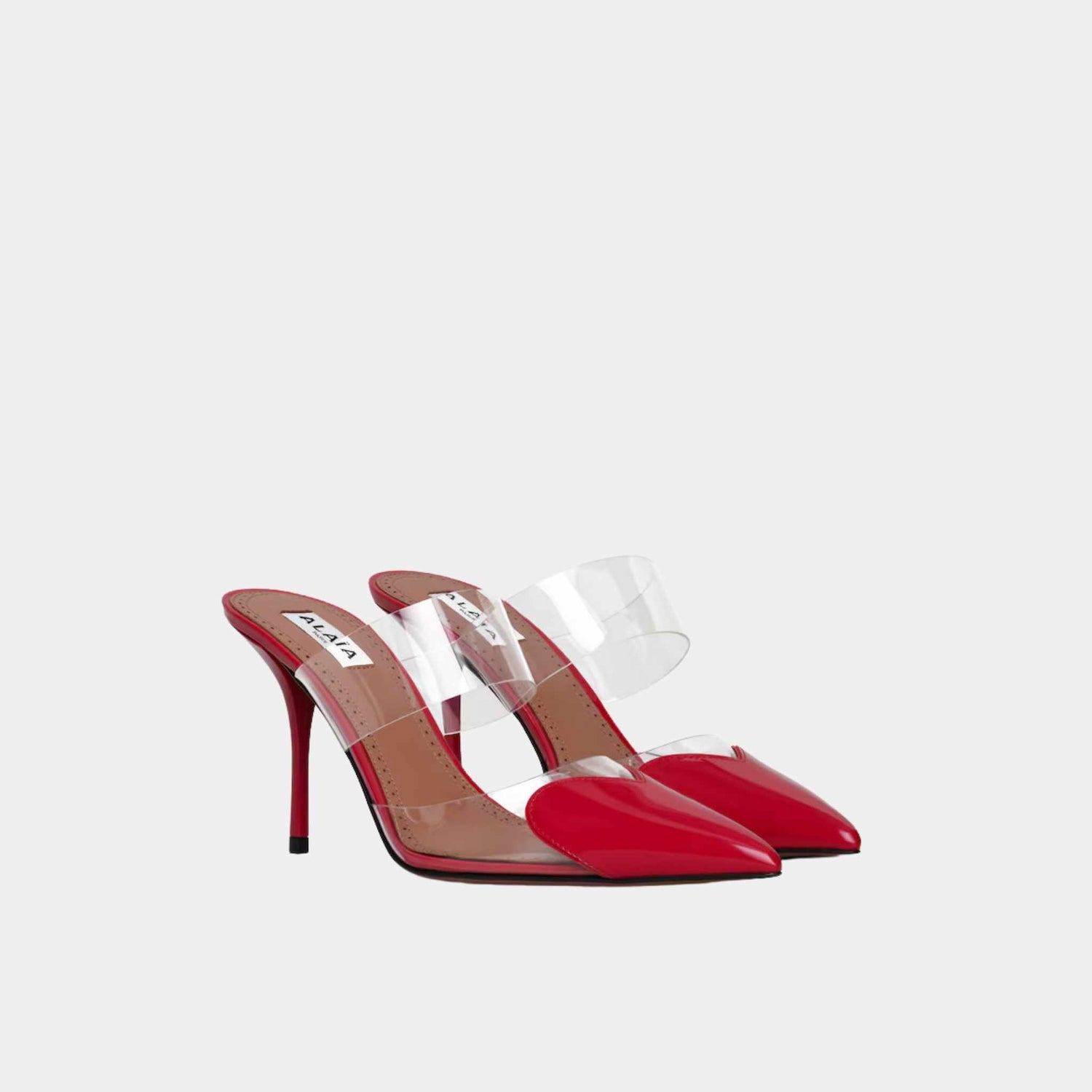 Alaia Le Cœur Mules In Patent Calfskin, Lacquer Red, Frontside View