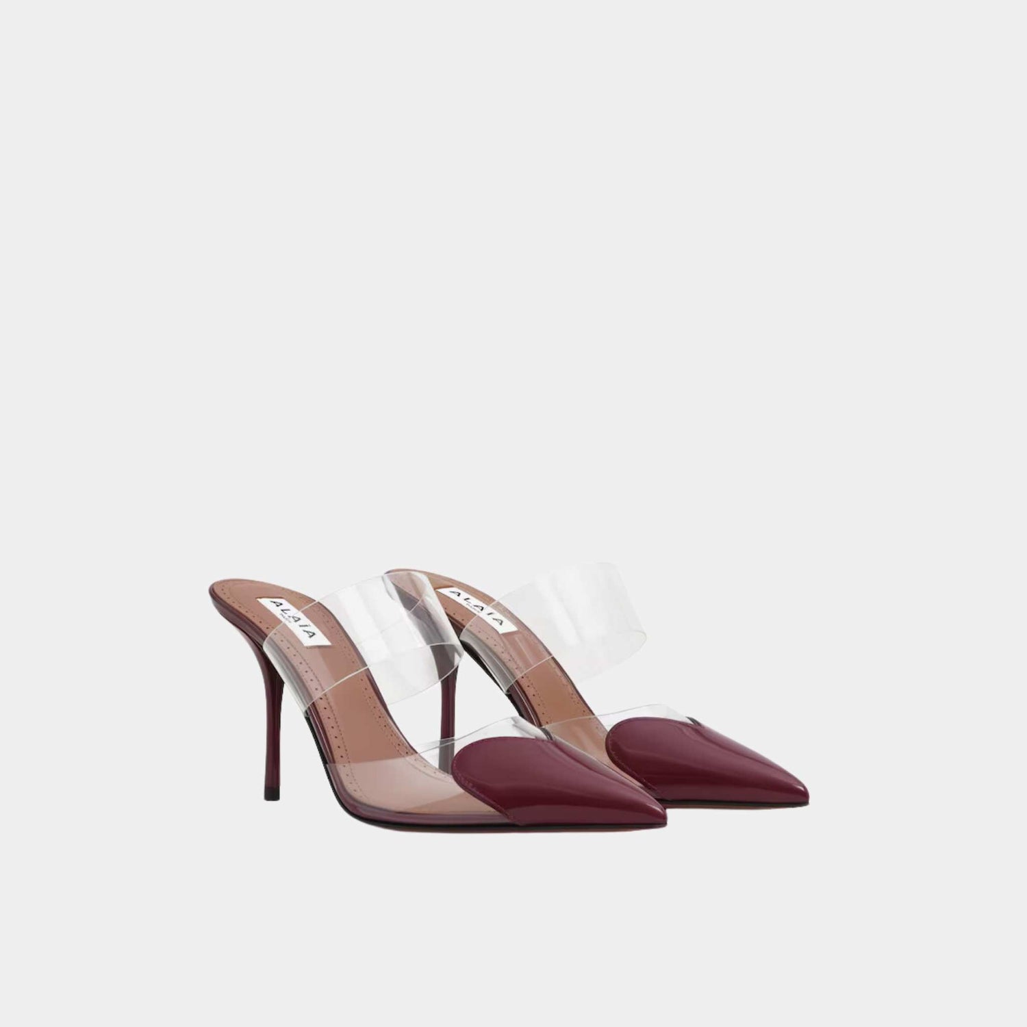 Alaia Le Cœur Mules In Patent Calfskin, Red, Frontside View