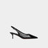 Alaia Le Cœur Slingbacks In Fishnet, Black, Side View