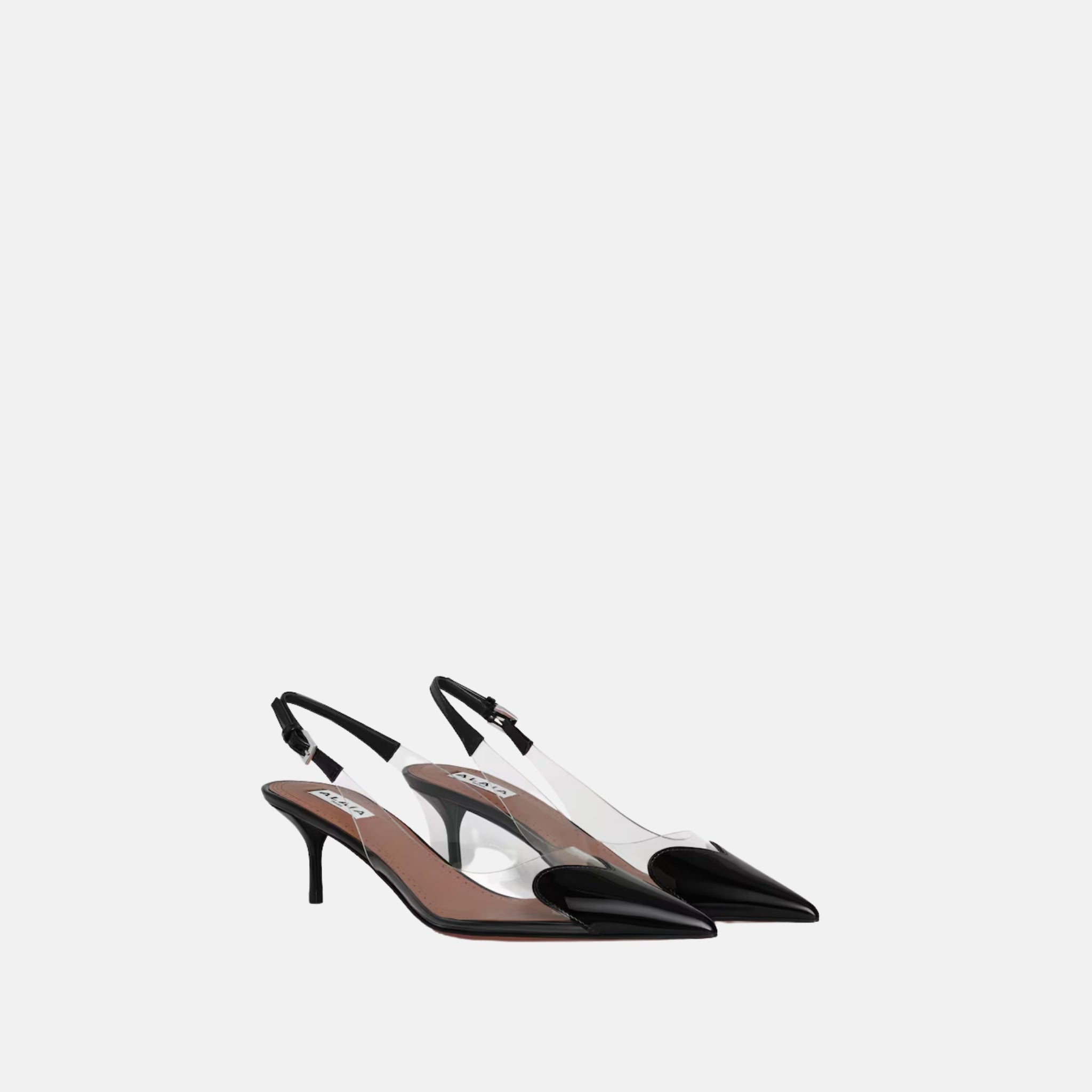 Alaia Le Cœur Slingbacks in Patent Lambskin, Black, Side View