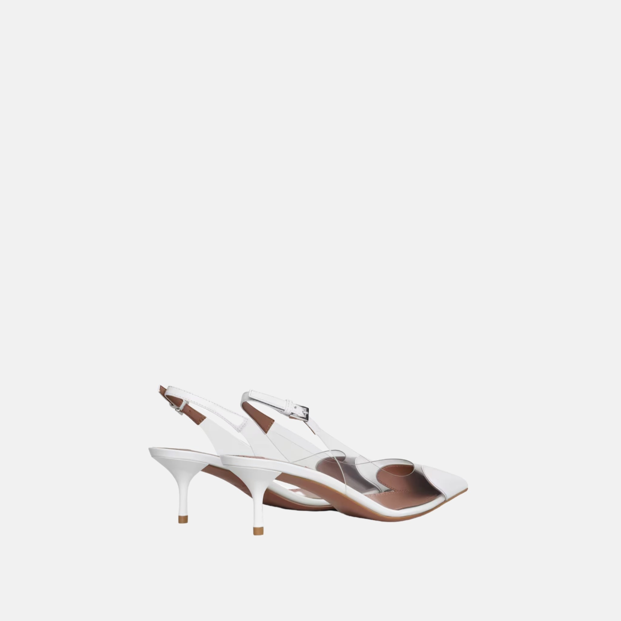 Alaia Le Cœur Slingbacks in Patent Lambskin, White, Side View