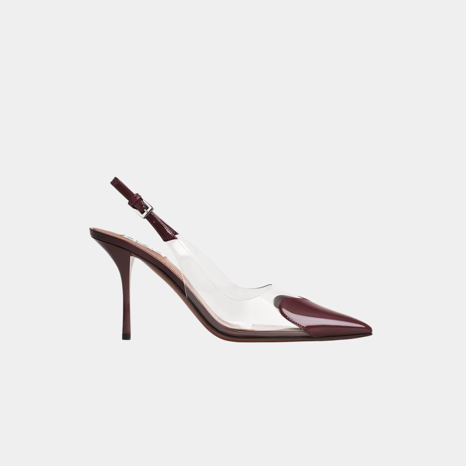 Alaia Le Coeur Slingbacks In Patent Lambskin, Garnet Red, Side