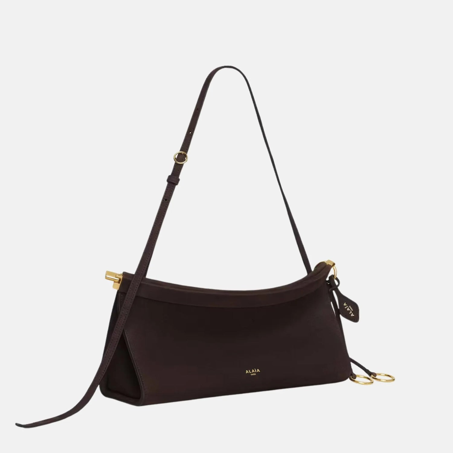 Alaia Le Teckel Clutch in Leopard Pony Leather, Dark Brown, Side