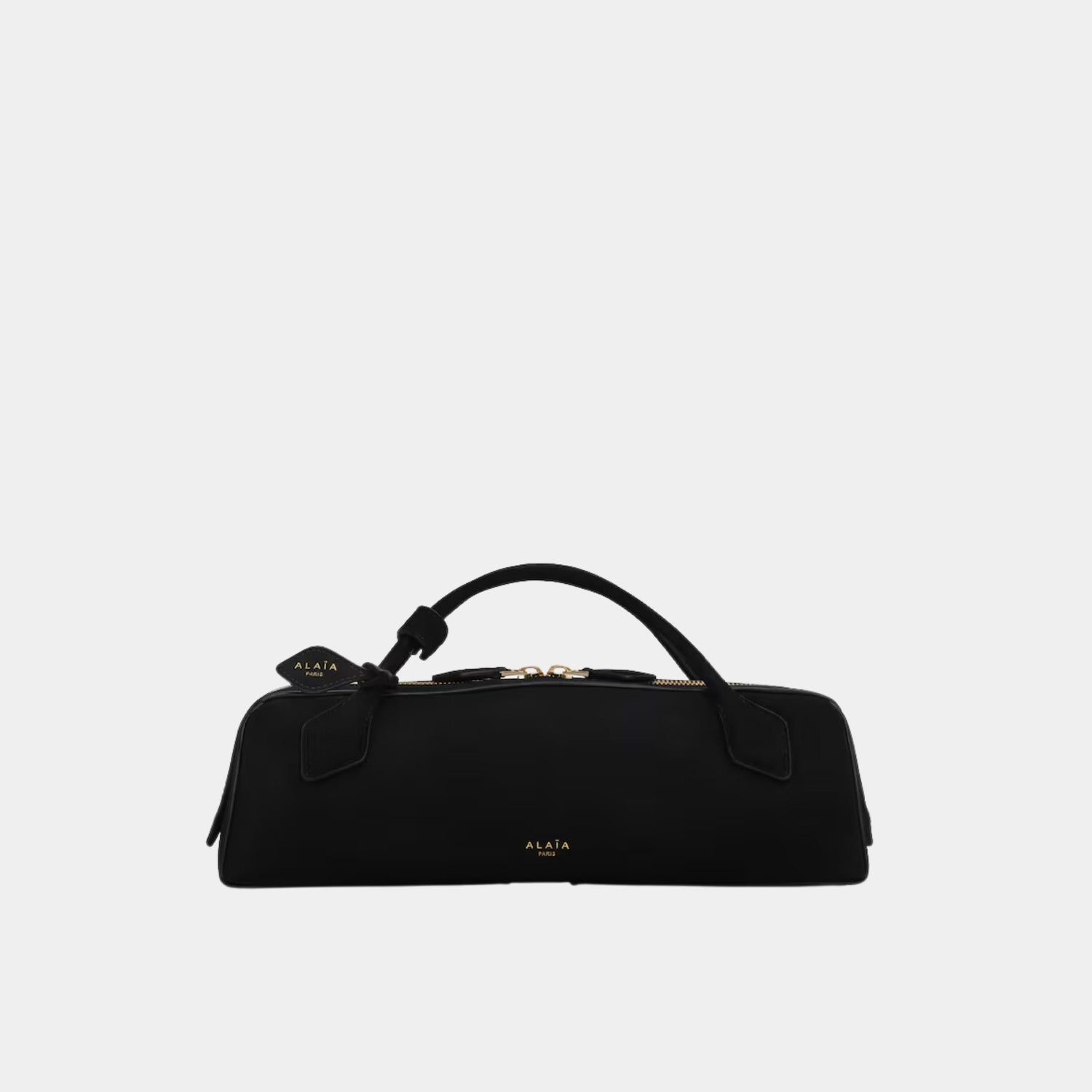 Alaia Le Teckel Clutch Bag In Seude Goatskin, Black, Front View