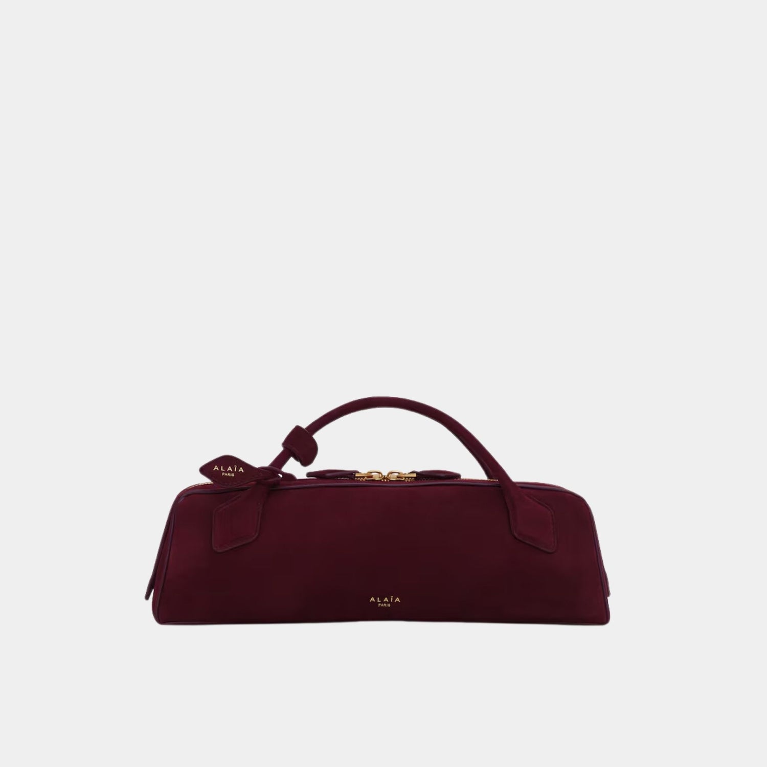 Alaia Le Teckel Clutch Bag In Seude Goatskin, Red, Front View