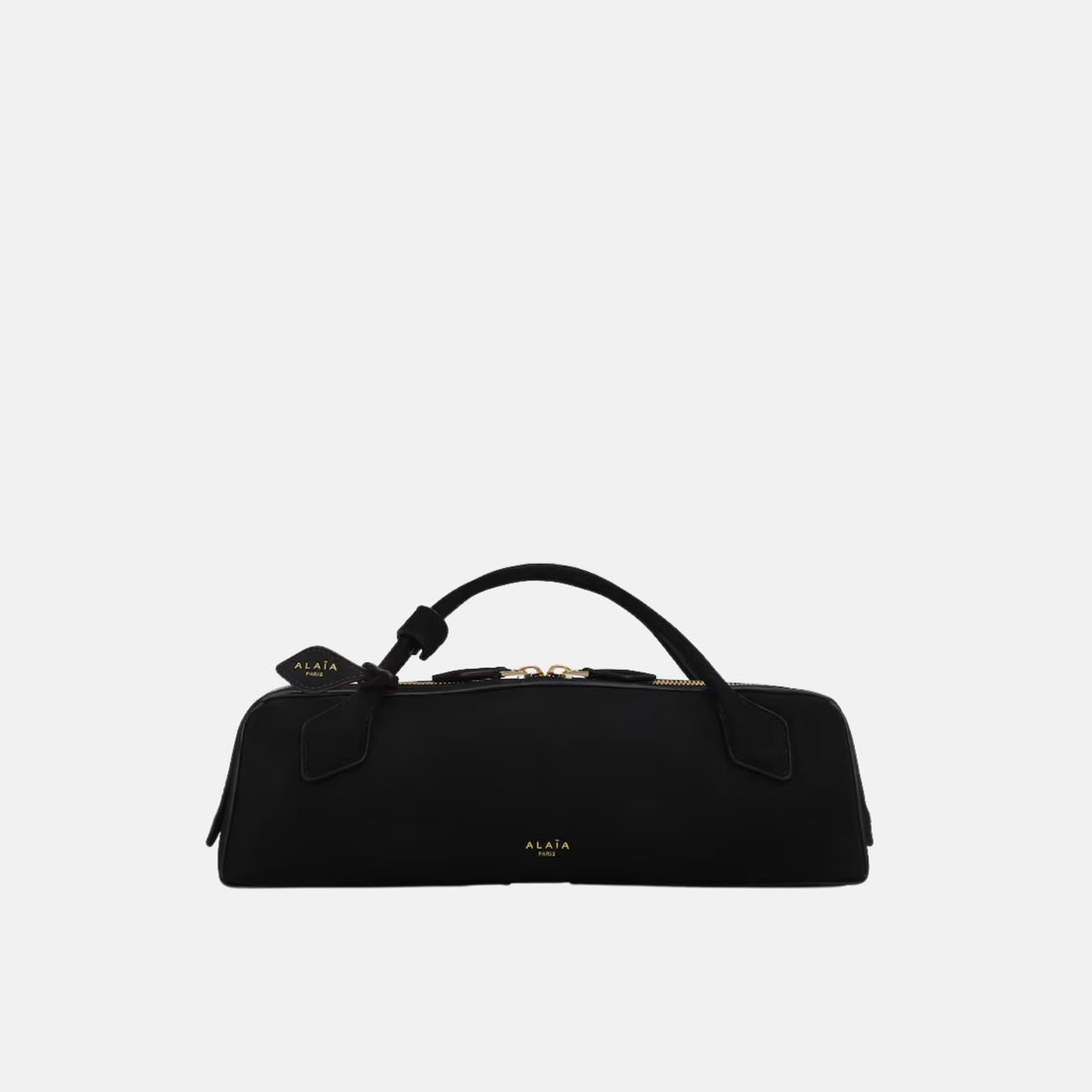 Alaia Le Teckel Clutch In Suede Goatskin, Black, Front