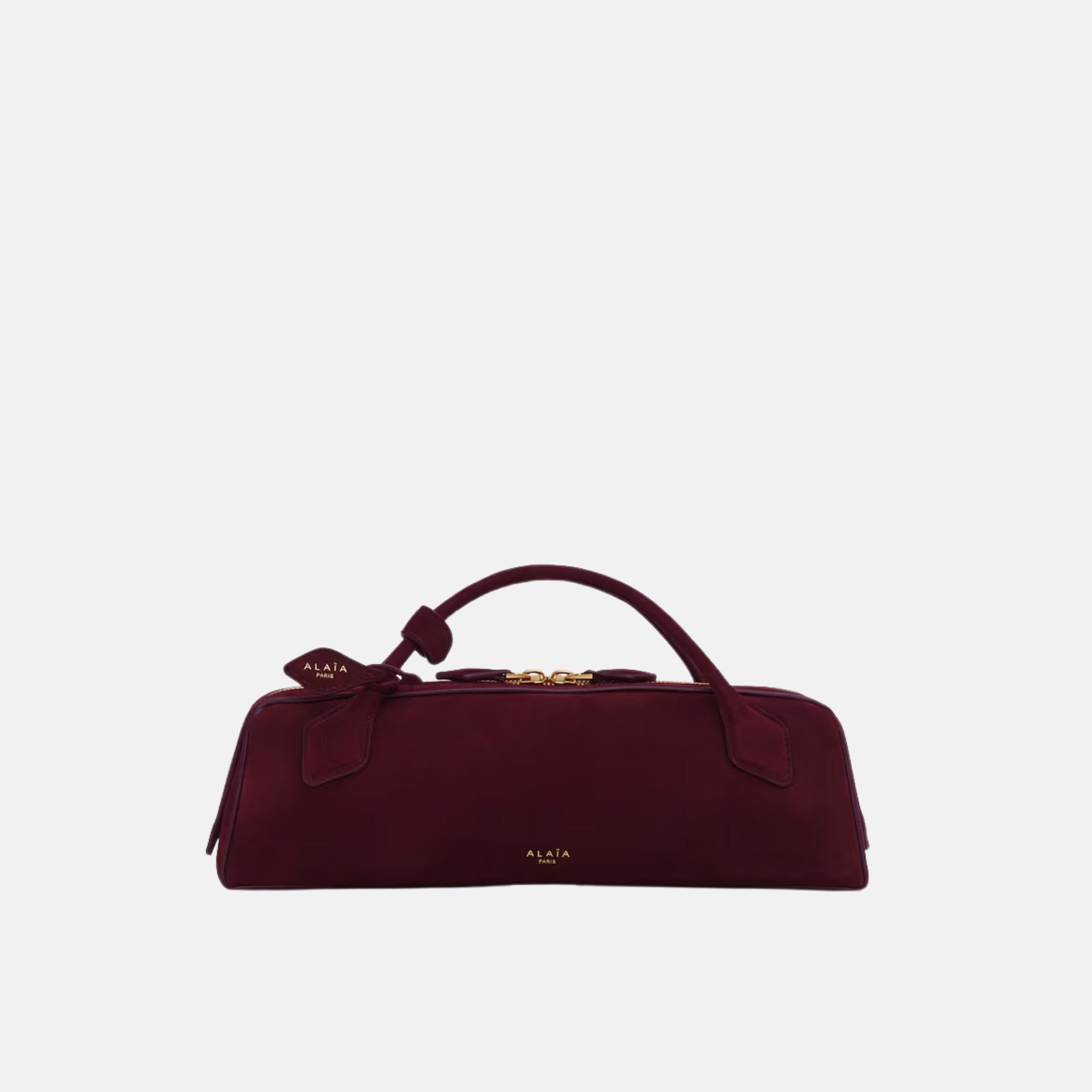 Alaia Le Teckel Clutch In Suede Goatskin, Red, Front