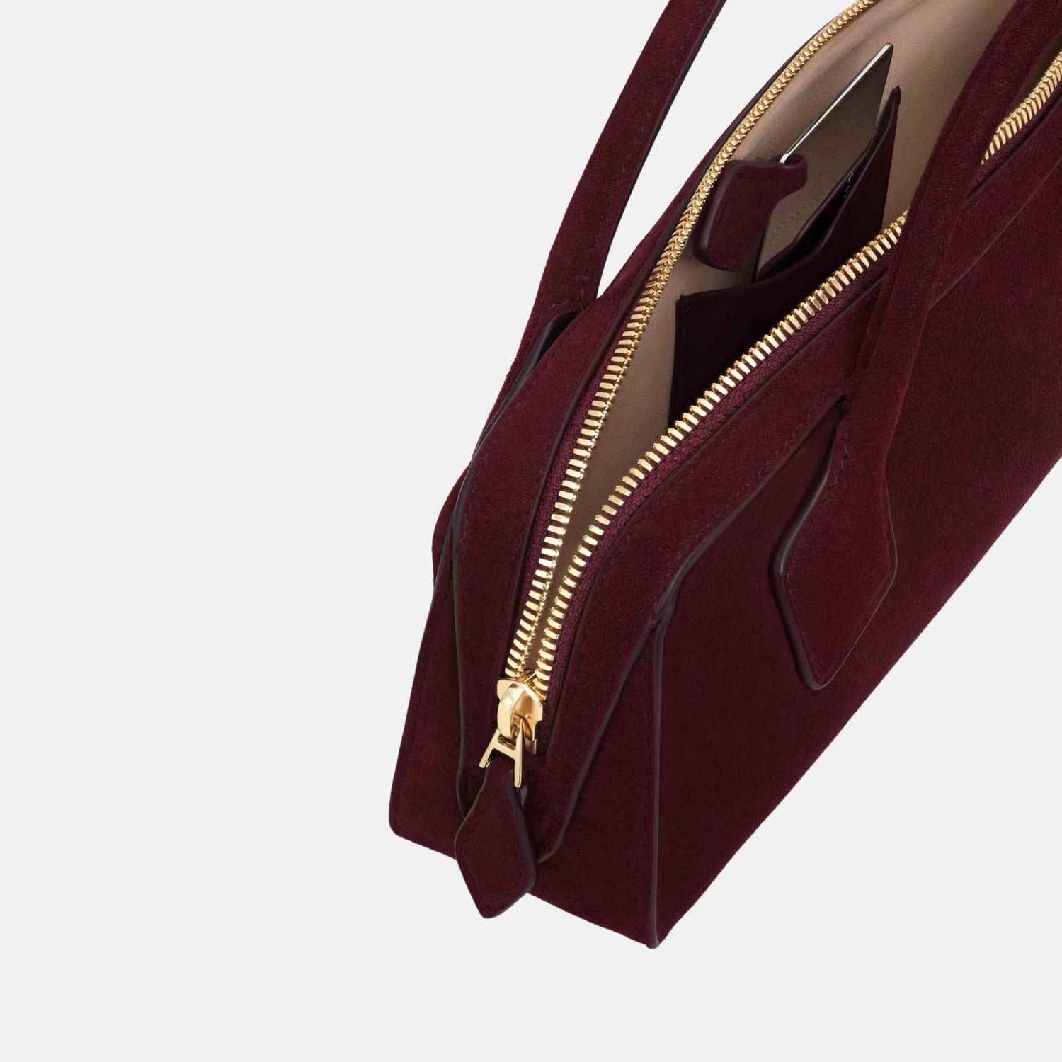 Alaia Le Teckel Clutch In Suede Goatskin, Red, Inside