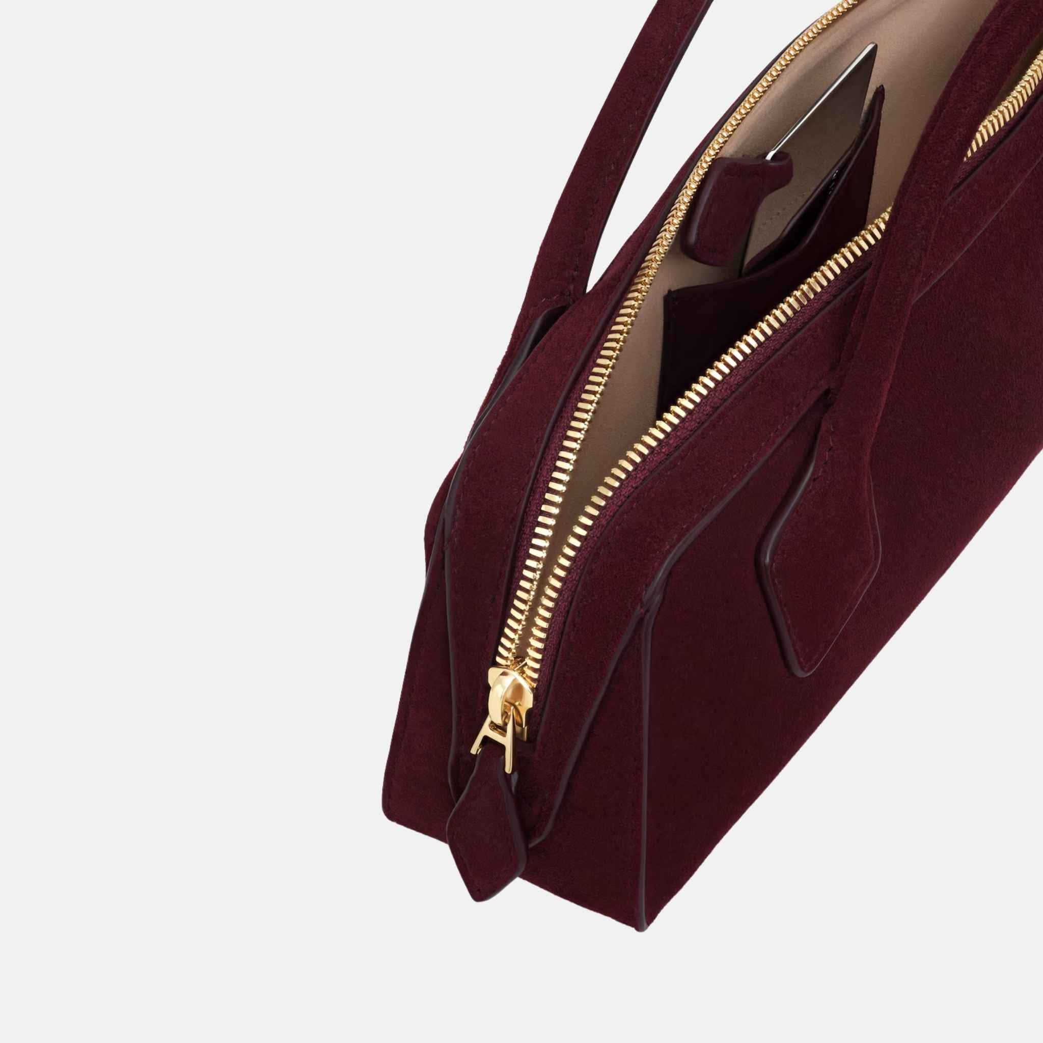 Alaia Le Teckel Clutch In Suede Goatskin, Red, Inside