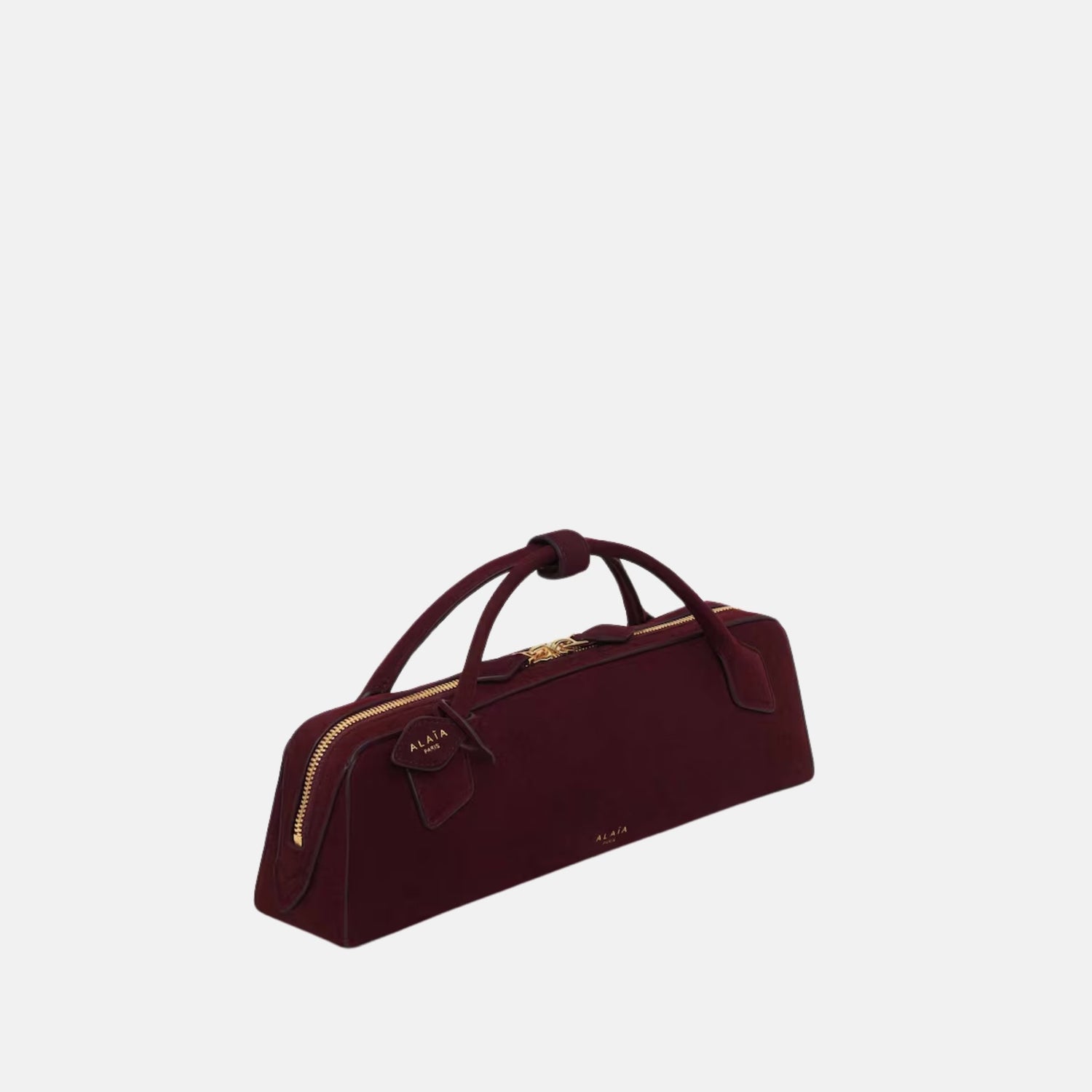 Alaia Le Teckel Clutch In Suede Goatskin, Red, Side