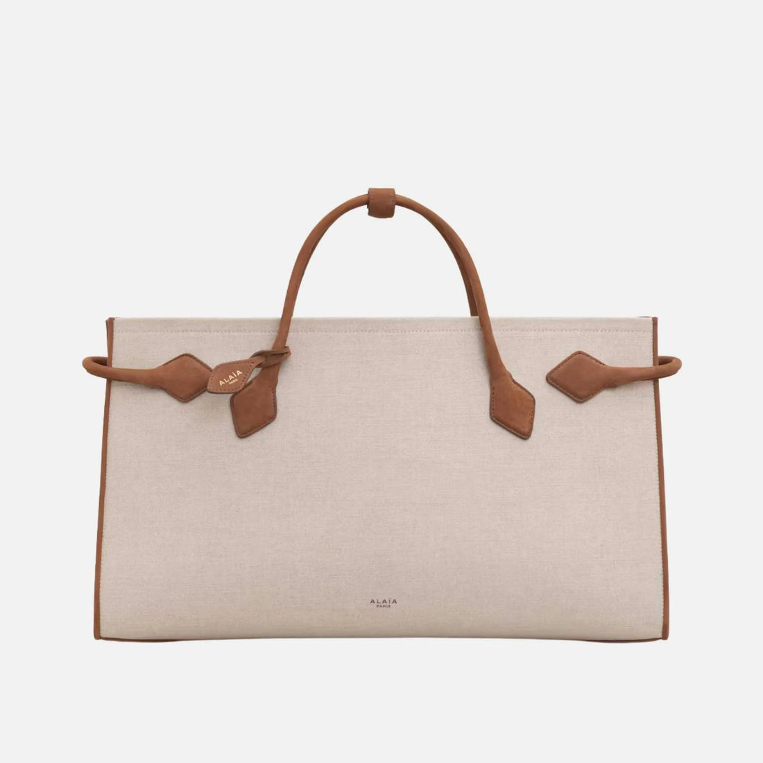 Alaia Le Teckel Cotton and Nubuck Canvas Tote Bag, Front