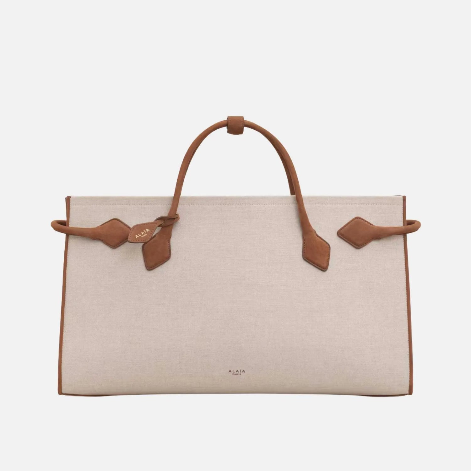 Alaia Le Teckel Cotton and Nubuck Canvas Tote Bag, Front