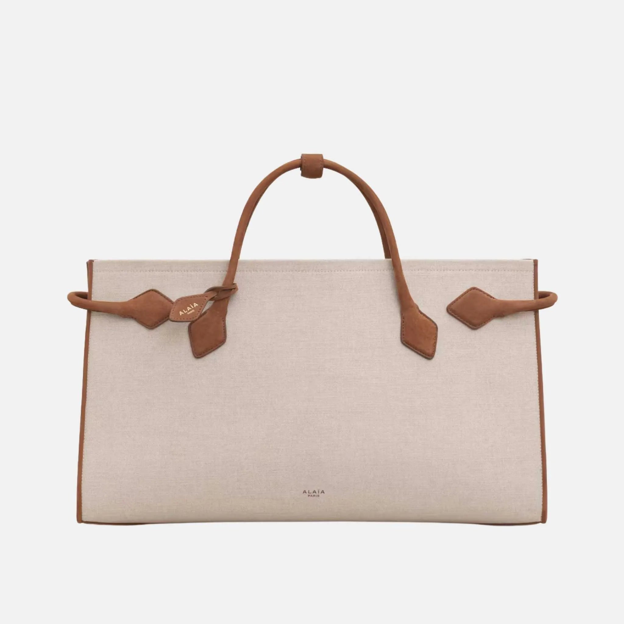 Alaia Le Teckel Cotton and Nubuck Canvas Tote Bag, Front