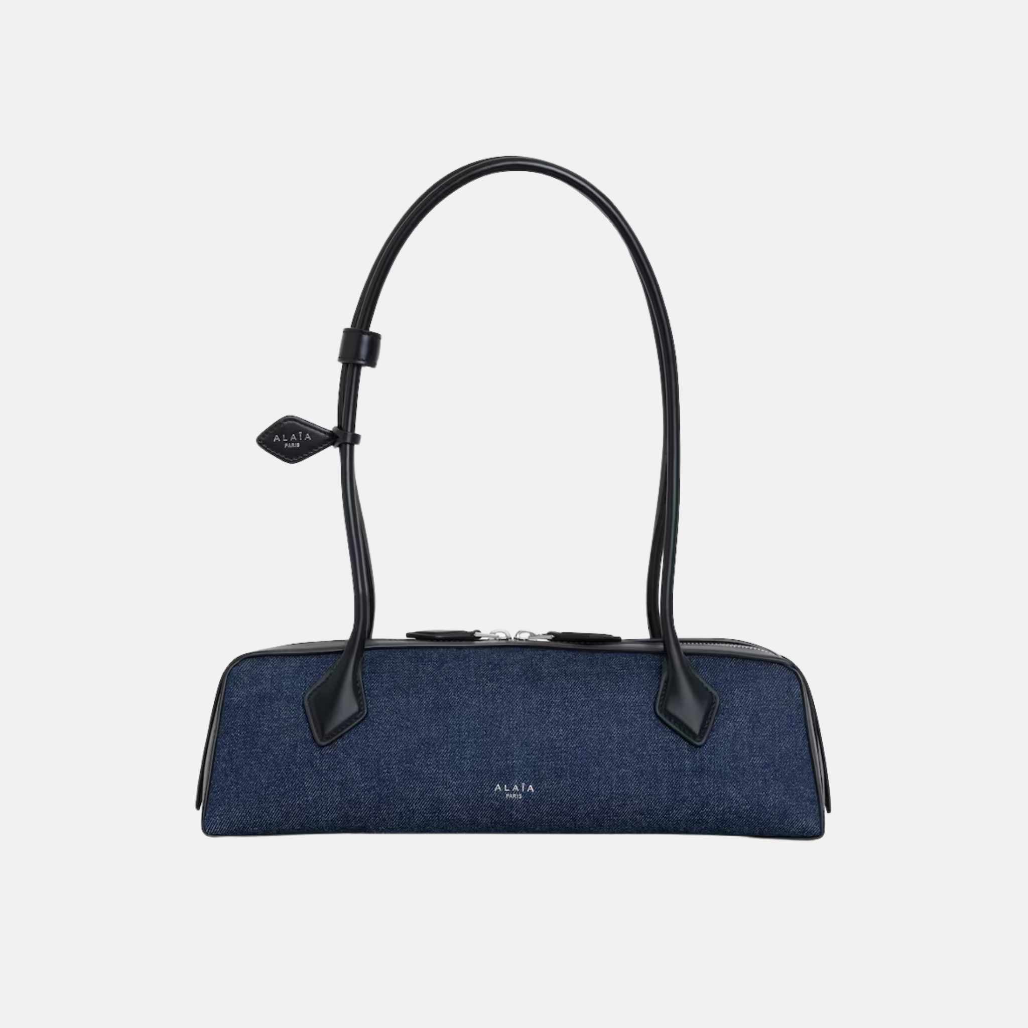 Alaia Le Teckel Medium Bag In Denim And Leather, Front