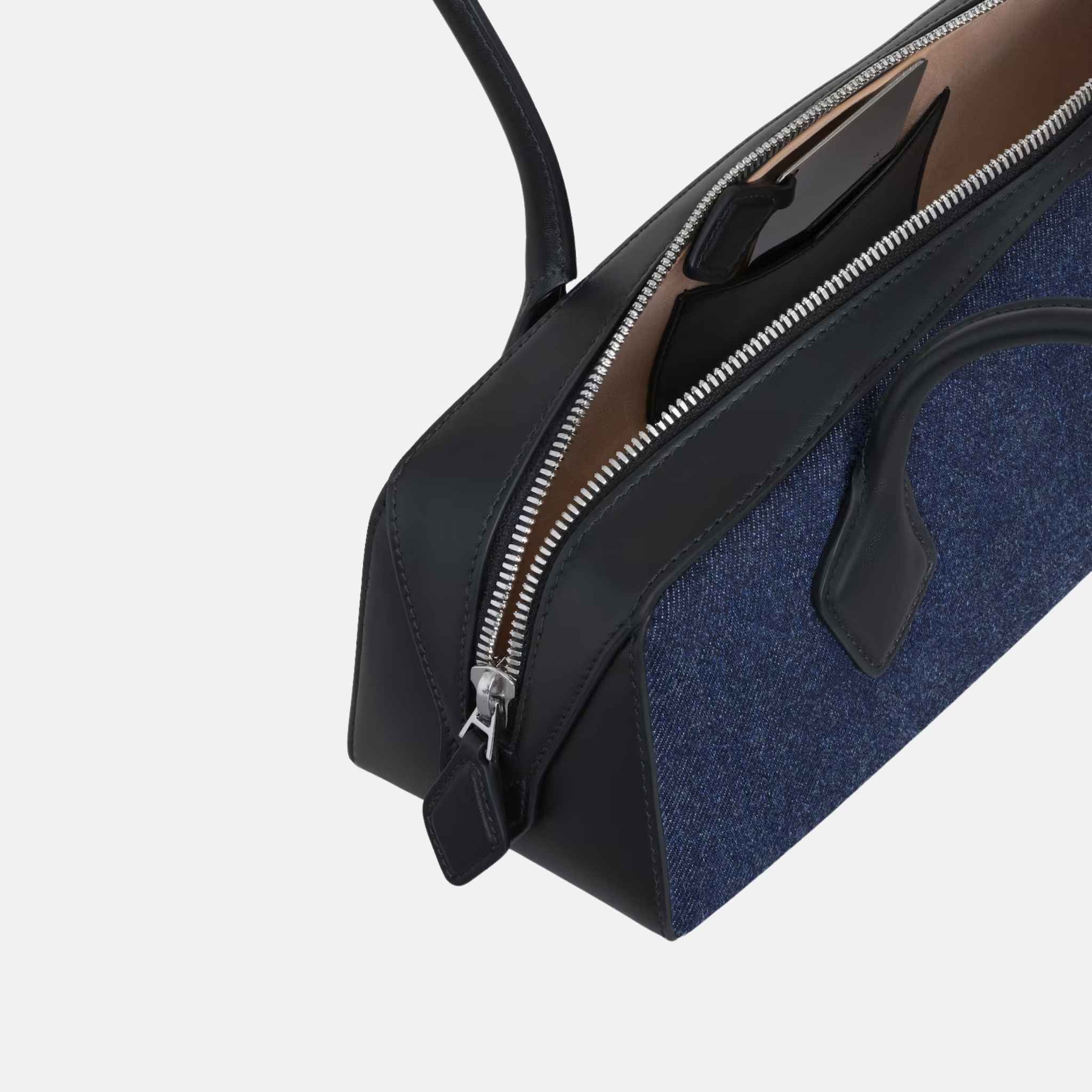 Alaia Le Teckel Medium Bag In Denim And Leather, Inside