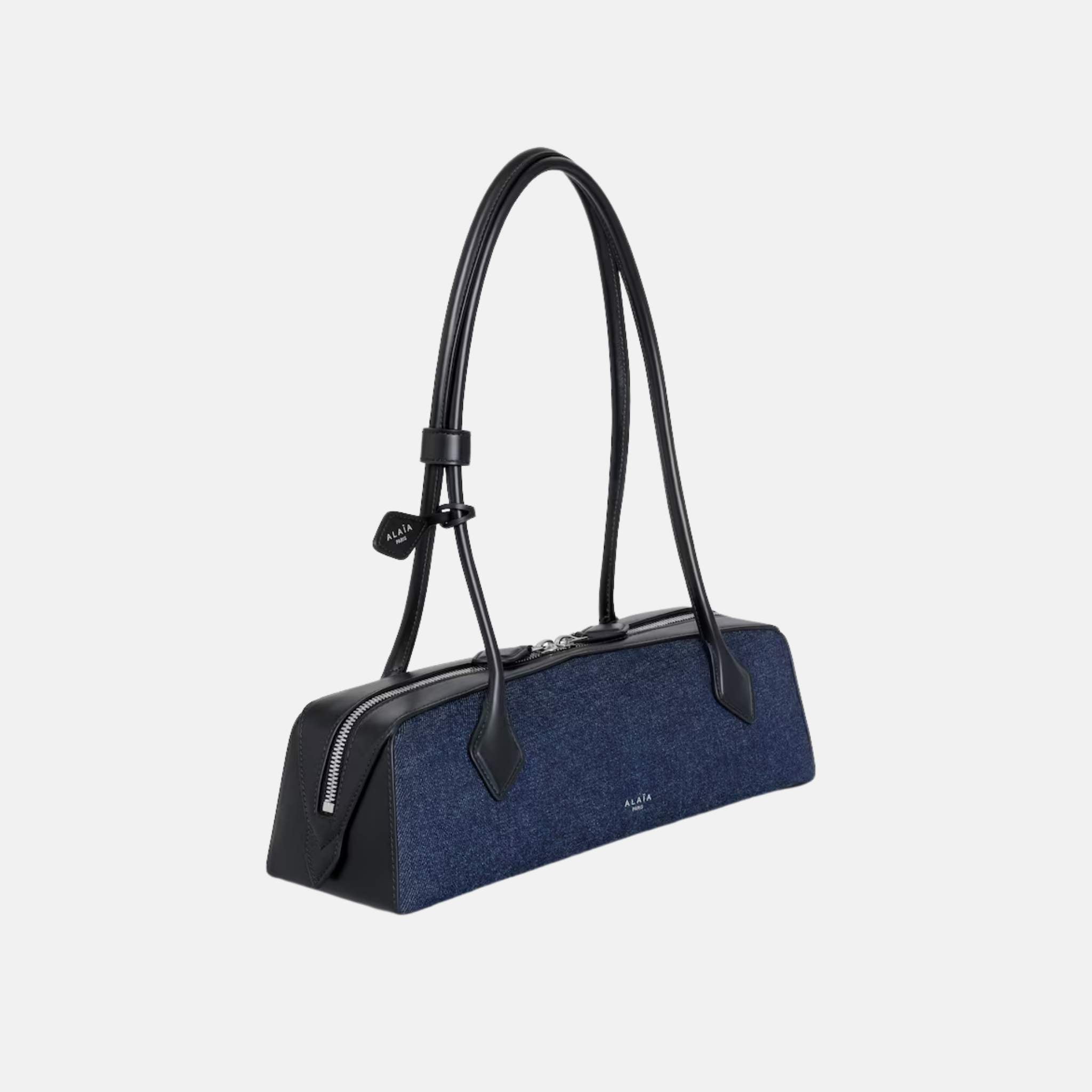 Alaia Le Teckel Medium Bag In Denim And Leather, Side