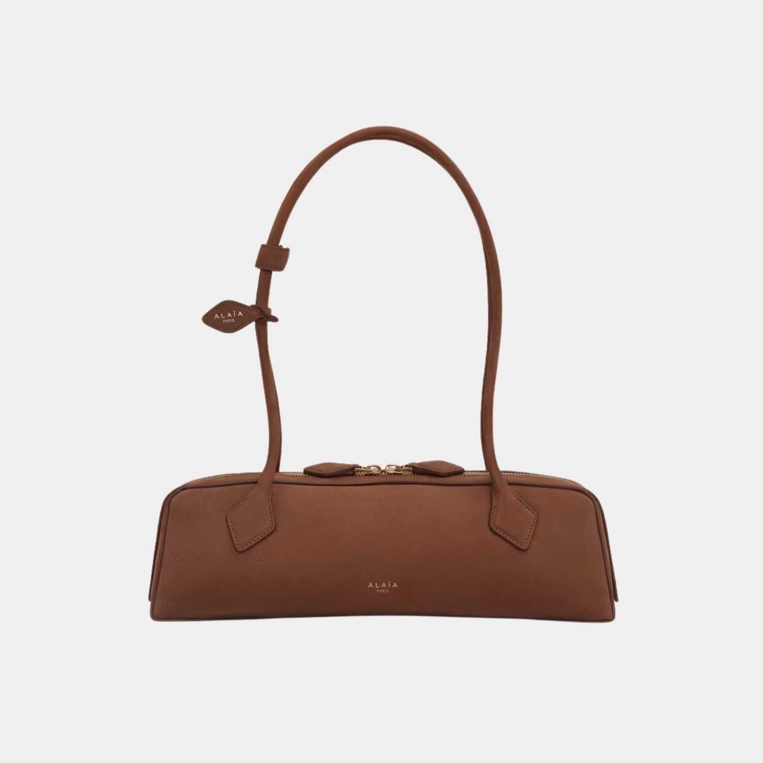 Alaia Le Teckel Medium Bag In Nubuck Calfskin, Brown, Front View