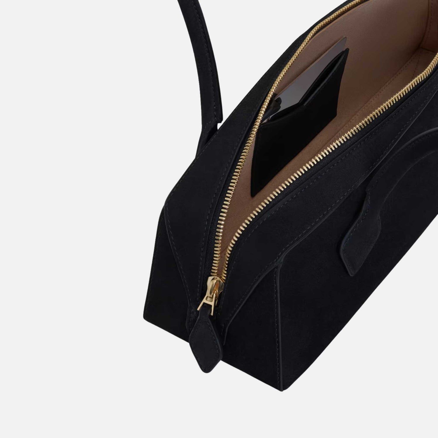 Alaia Le Teckel Medium Bag In Nubuck, Black, Inside